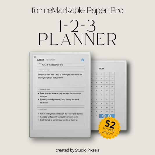 1-2-3 Focus Planner for reMarkable Paper Pro