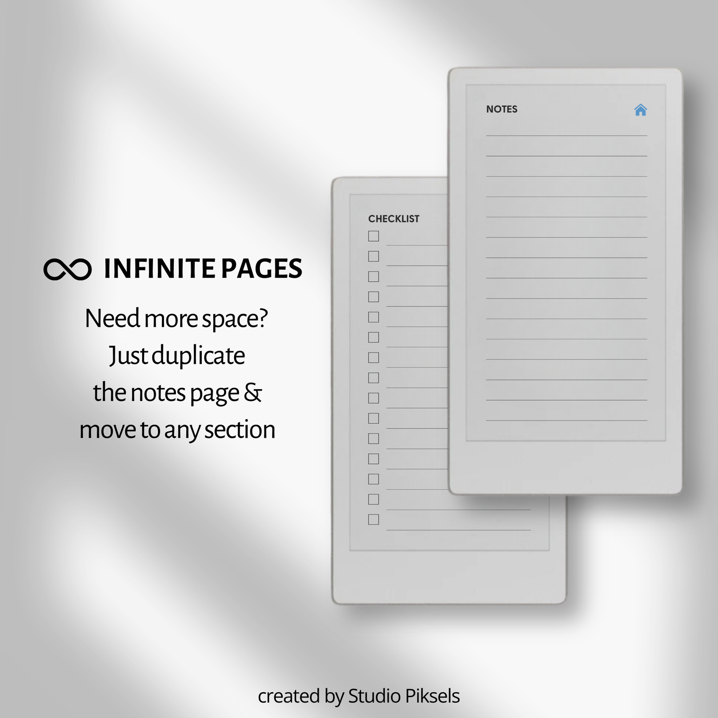 Hyperlinked 123 weekly planner PDF for reMarkable Paper Pro Move with priority layout and checklist pages.