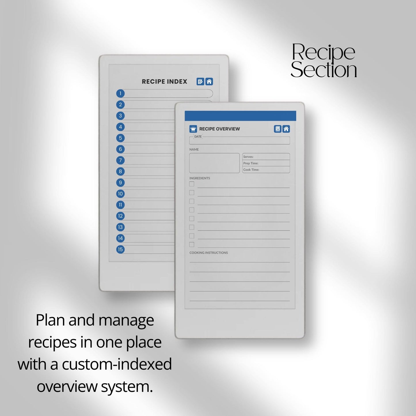 Plan weekly meals using a hyperlinked food planner on reMarkable Paper Pro Move.