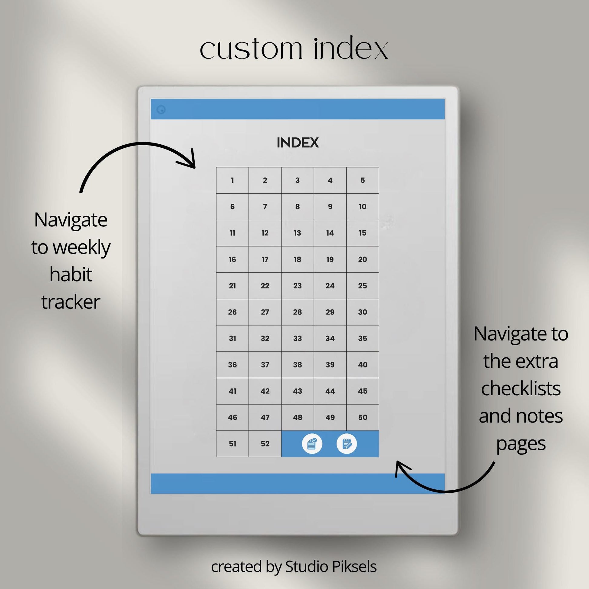 Habit Tracker for reMarkable Paper Pro: 52-Week Habit Planning Notebook with Weekly Habit Lists, Notes & Checklists