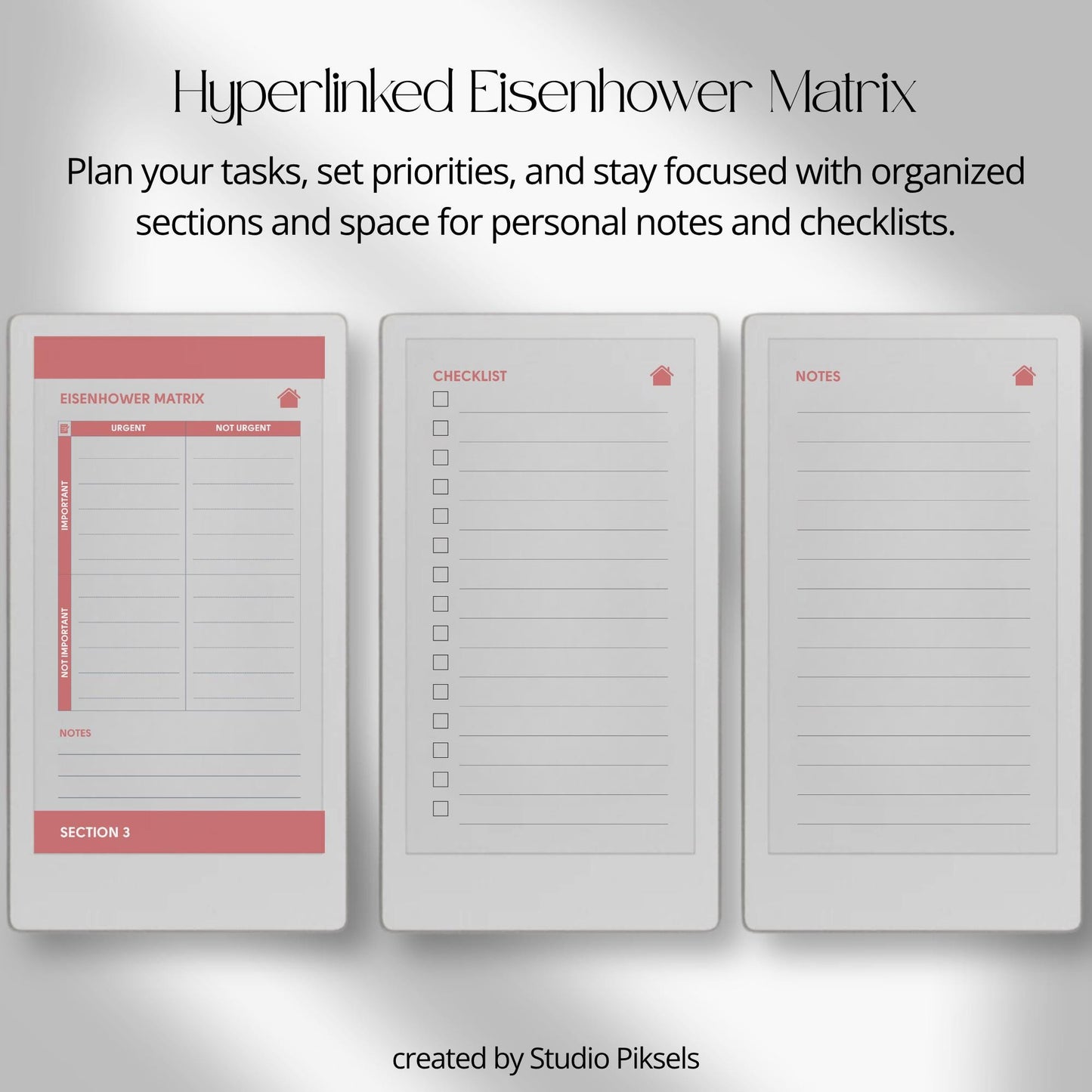 Eisenhower Matrix Planner for reMarkable Paper Pro Move