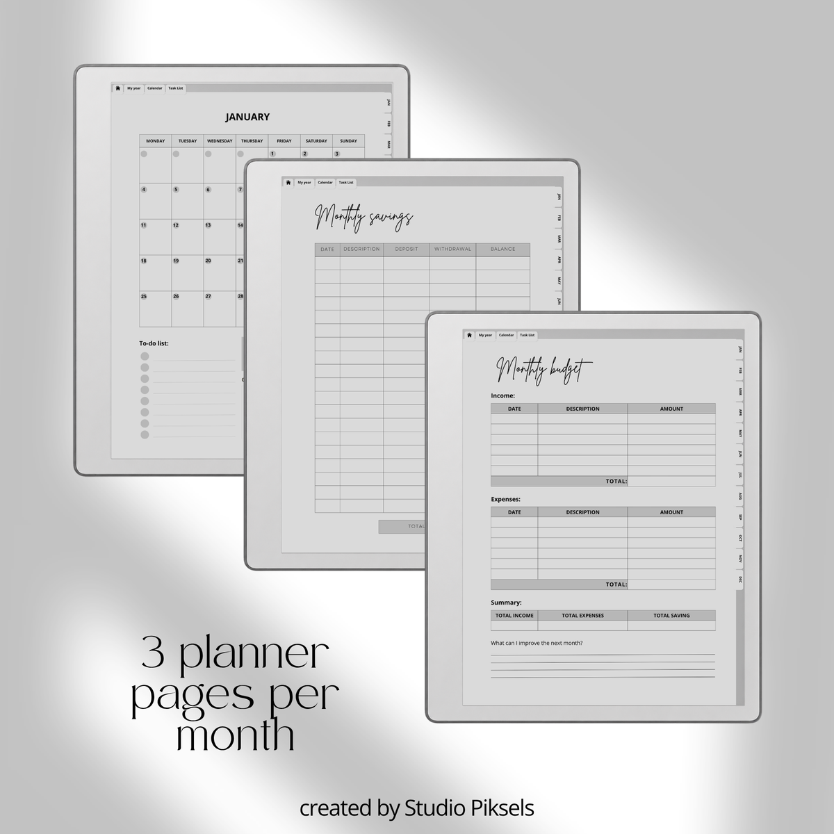 2026 + 2027 Budget Planner for reMarkable 2 and Paper Pure to track expenses, manage budgets, monitor savings, and organize financial goals.