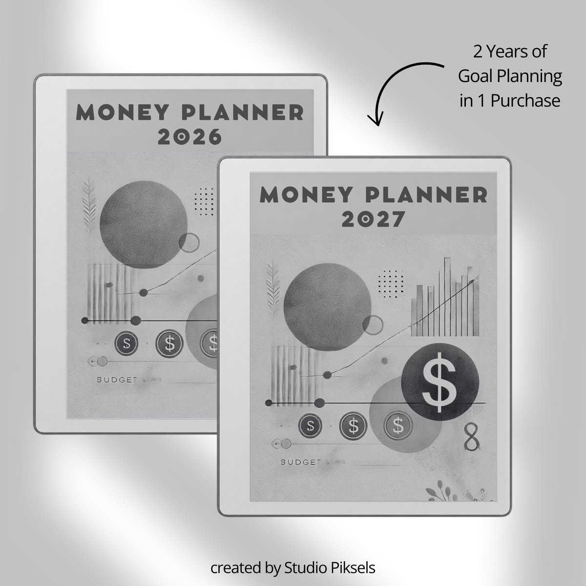 2026 + 2027 Budget Planner for reMarkable 2 and Paper Pure to track expenses, manage budgets, monitor savings, and organize financial goals.