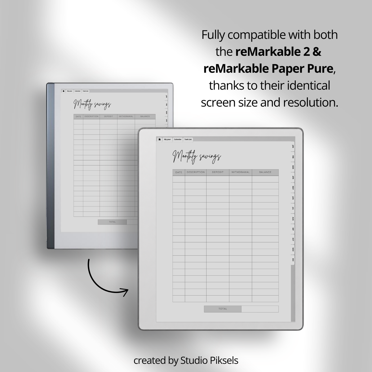 2026 + 2027 Budget Planner for reMarkable 2 and Paper Pure to track expenses, manage budgets, monitor savings, and organize financial goals.
