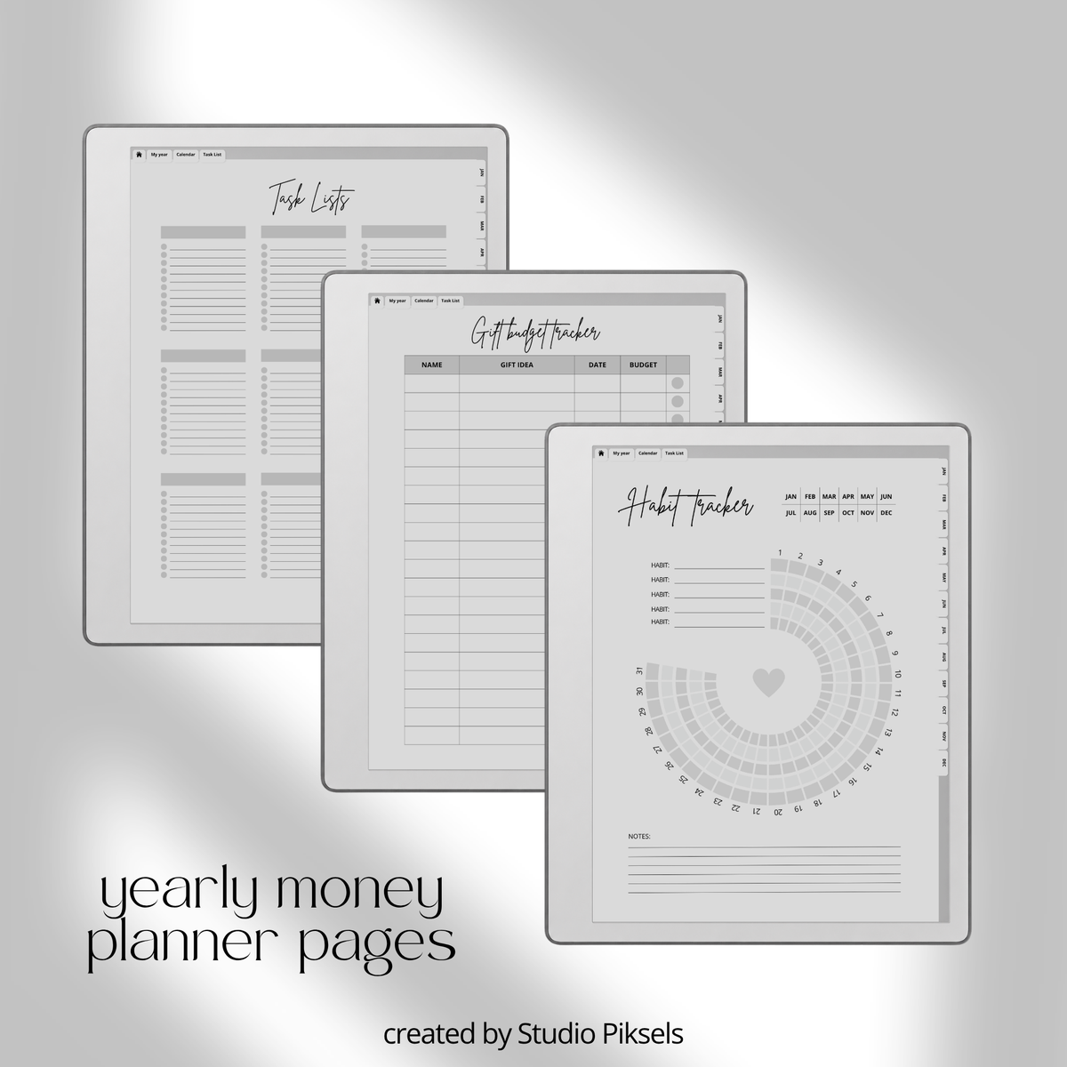 2026 + 2027 Budget Planner for reMarkable 2 and Paper Pure to track expenses, manage budgets, monitor savings, and organize financial goals.
