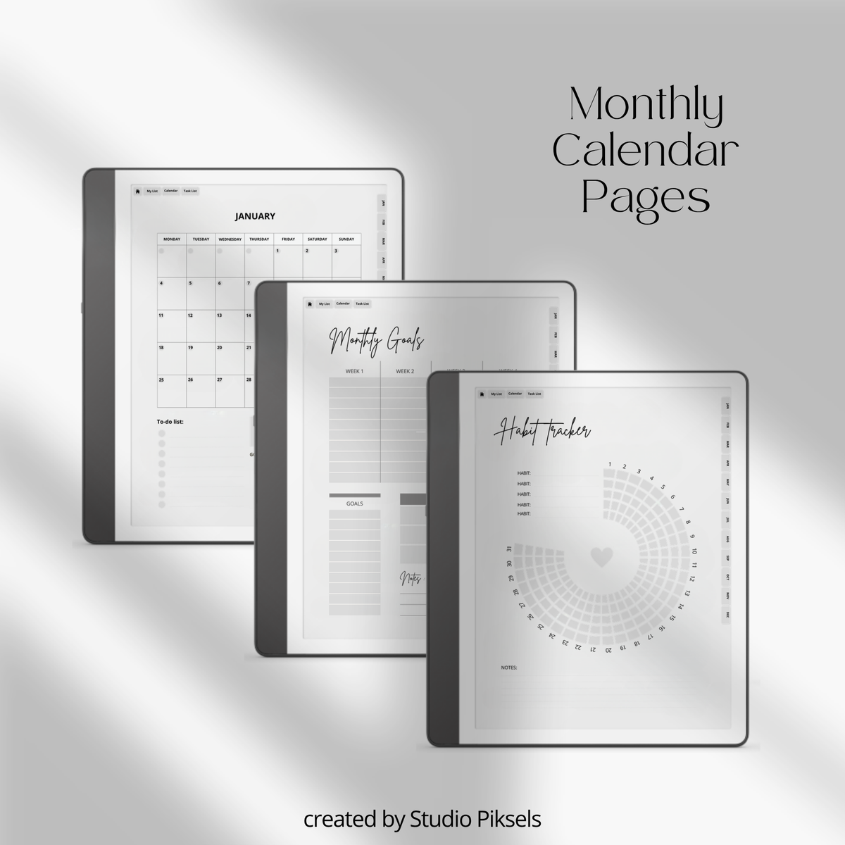 2026 + 2027 Fitness Planner for Kindle Scribe featuring hyperlinked workout tracking, exercise routines, fitness goals, health planning, and progress pages.