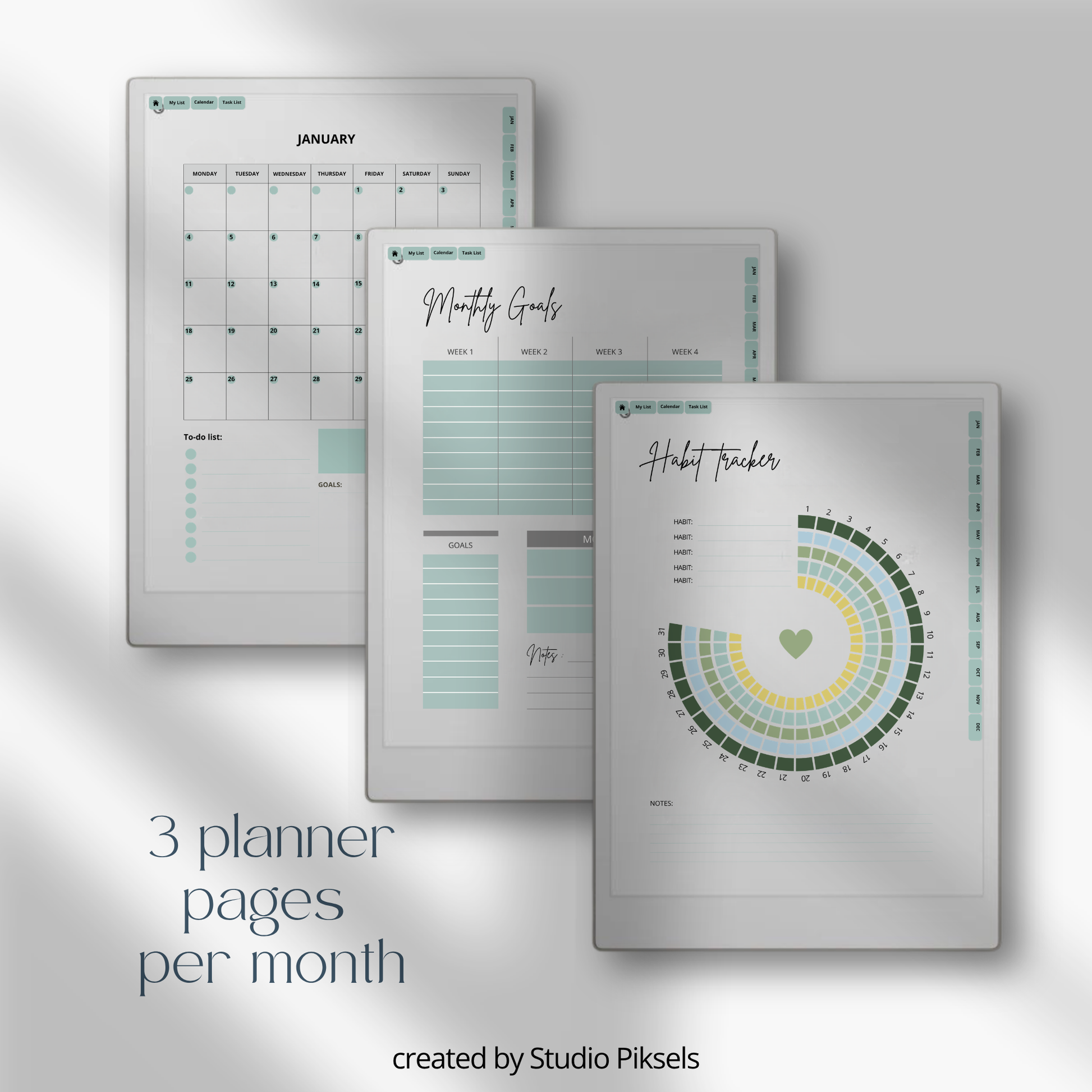 2026 + 2027 Fitness Planner for reMarkable Paper Pro featuring hyperlinked workout tracking, exercise logs, fitness goals, health routines, and progress pages.