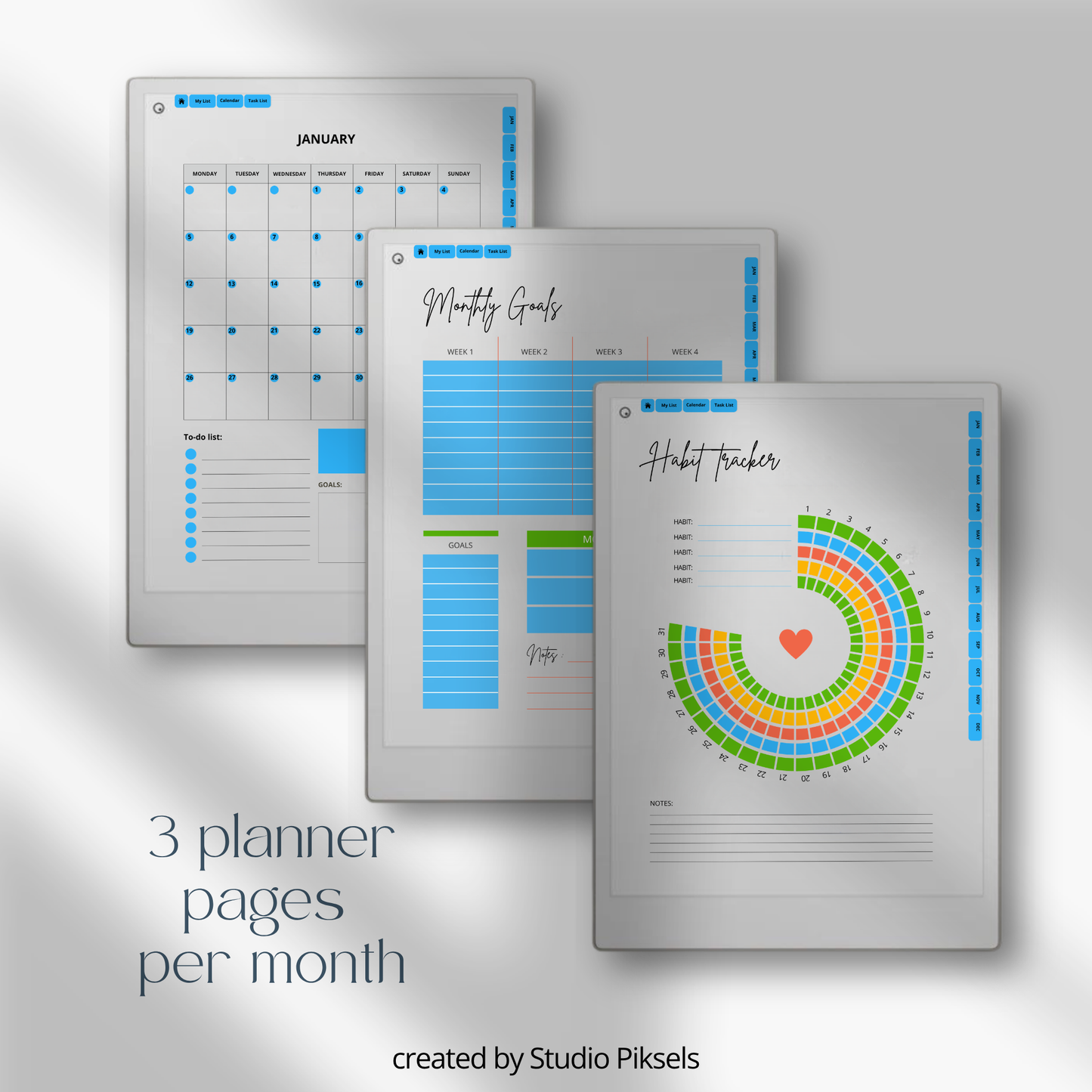 2026 and 2027 Goal Planner designed for reMarkable Paper Pro, featuring digital planning pages for setting goals, organizing priorities, tracking progress, and planning personal and professional objectives.