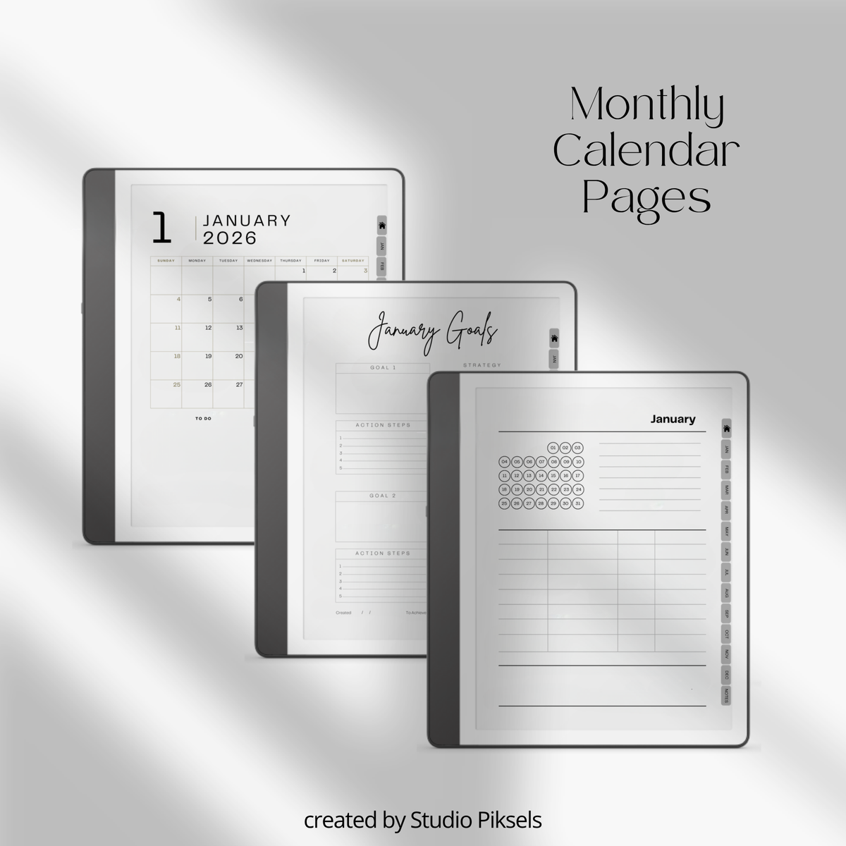 2026 + 2027 Habit Tracker for Kindle Scribe featuring hyperlinked habit tracking, goal planning, routines, tasks, and progress tracking pages.