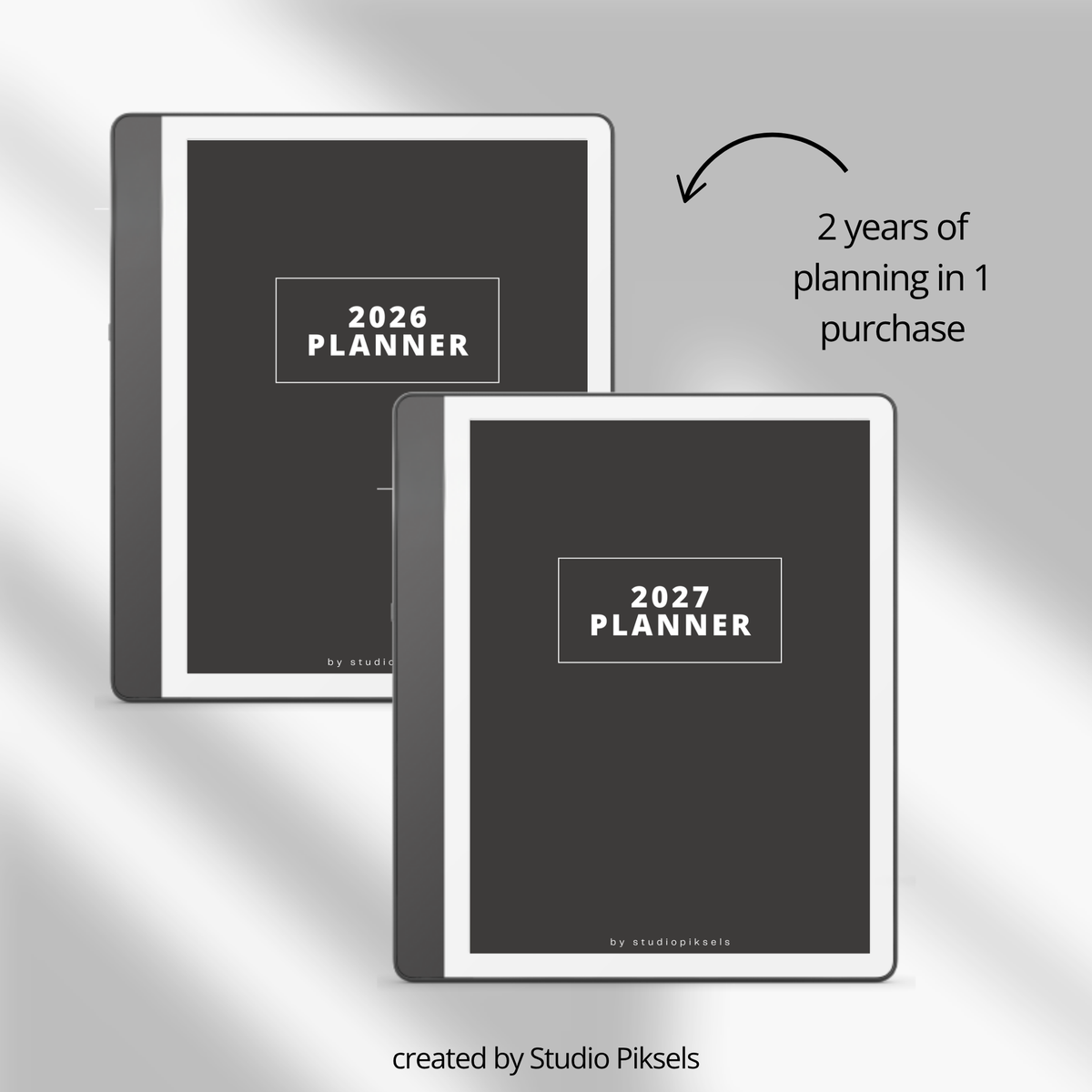 2026 + 2027 Habit Tracker for Kindle Scribe featuring hyperlinked habit tracking, goal planning, routines, tasks, and progress tracking pages.