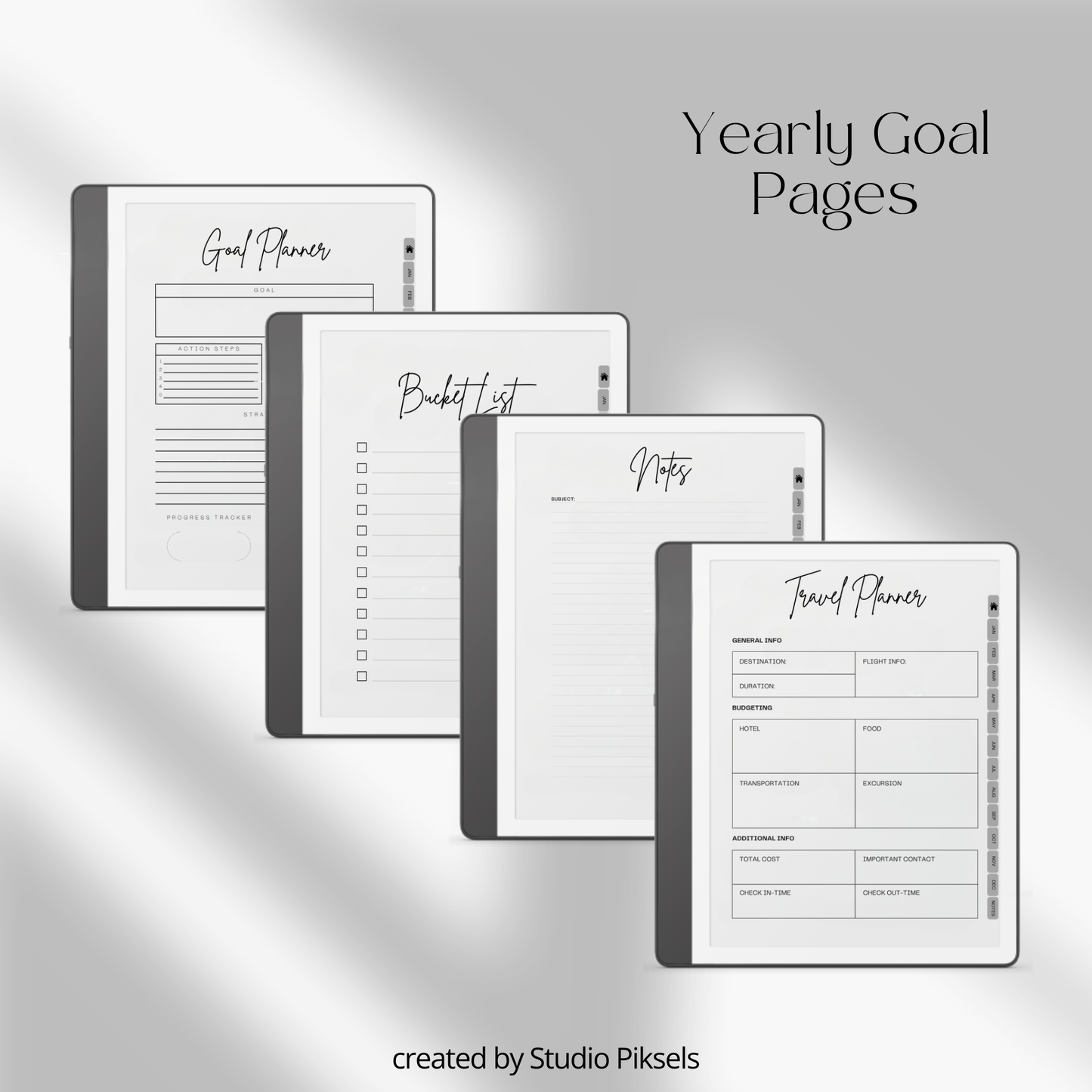 2026 + 2027 Habit Tracker for Kindle Scribe featuring hyperlinked habit tracking, goal planning, routines, tasks, and progress tracking pages.