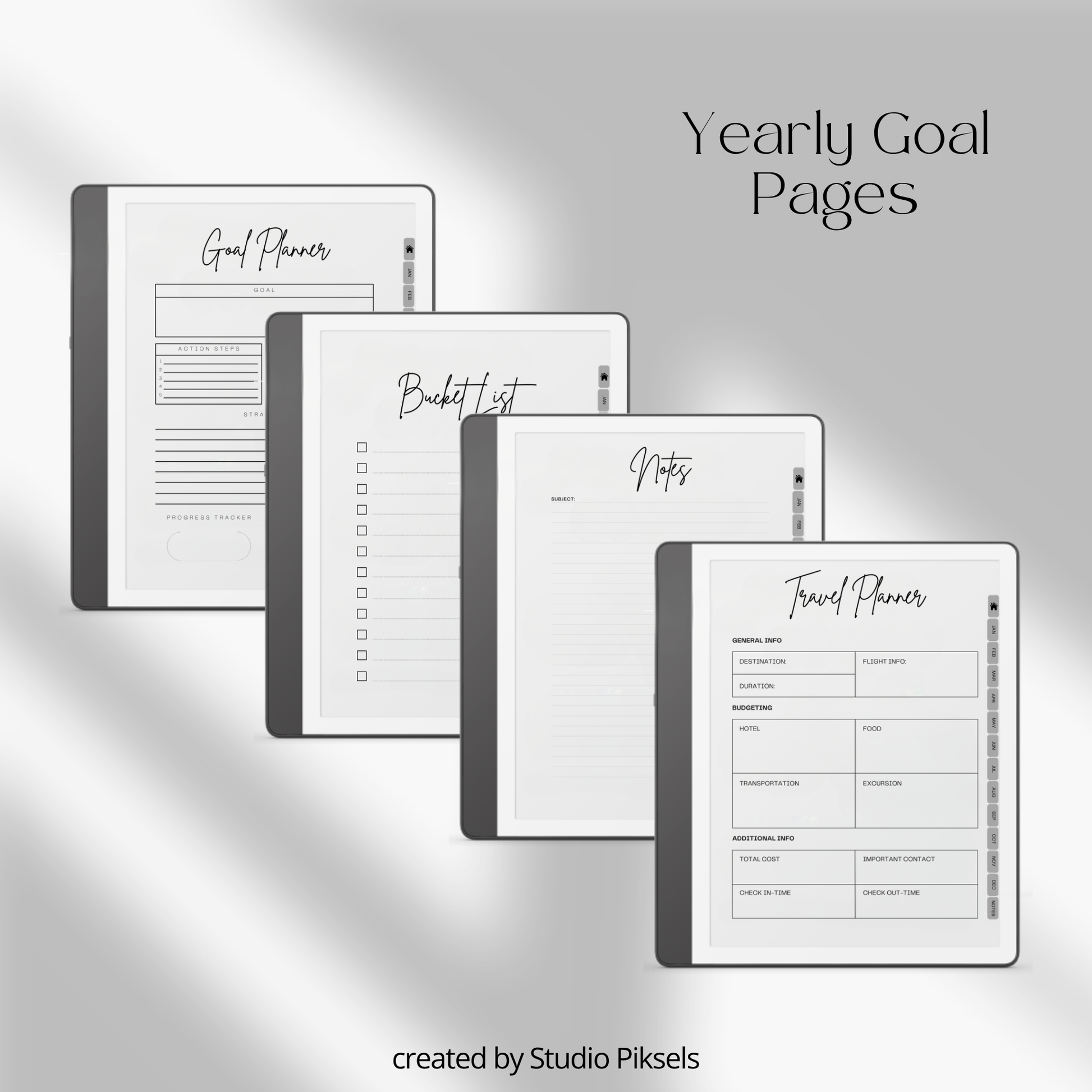 2026 + 2027 Habit Tracker for Kindle Scribe featuring hyperlinked habit tracking, goal planning, routines, tasks, and progress tracking pages.