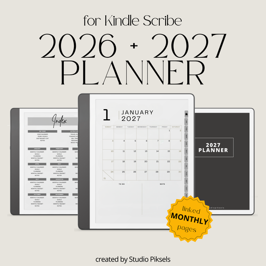 Organize two full years with clarity and structure using this 2026 and 2027 Planner Bundle designed for Kindle Scribe