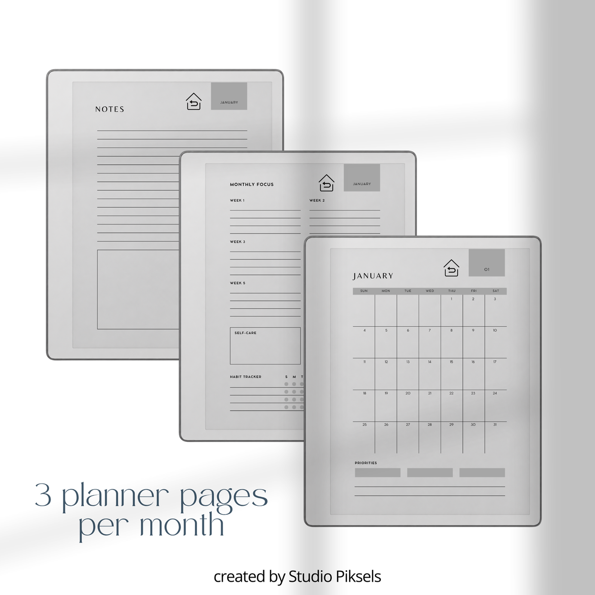 2026 + 2027 Monthly Planner for reMarkable 2 and Paper Pure