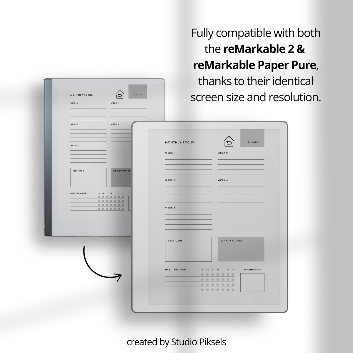 2026 + 2027 Monthly Planner for reMarkable 2 and Paper Pure
