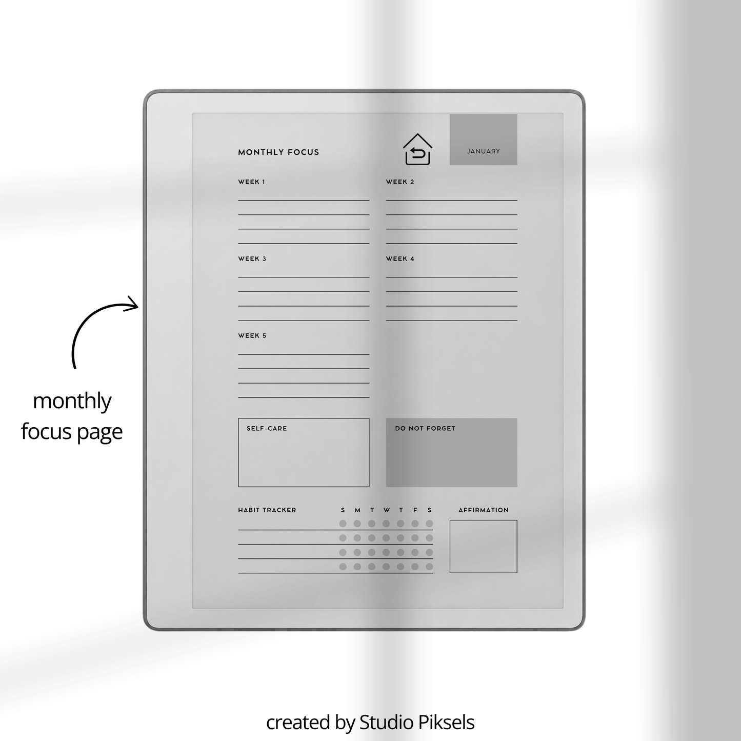 2026 + 2027 Monthly Planner for reMarkable 2 and Paper Pure