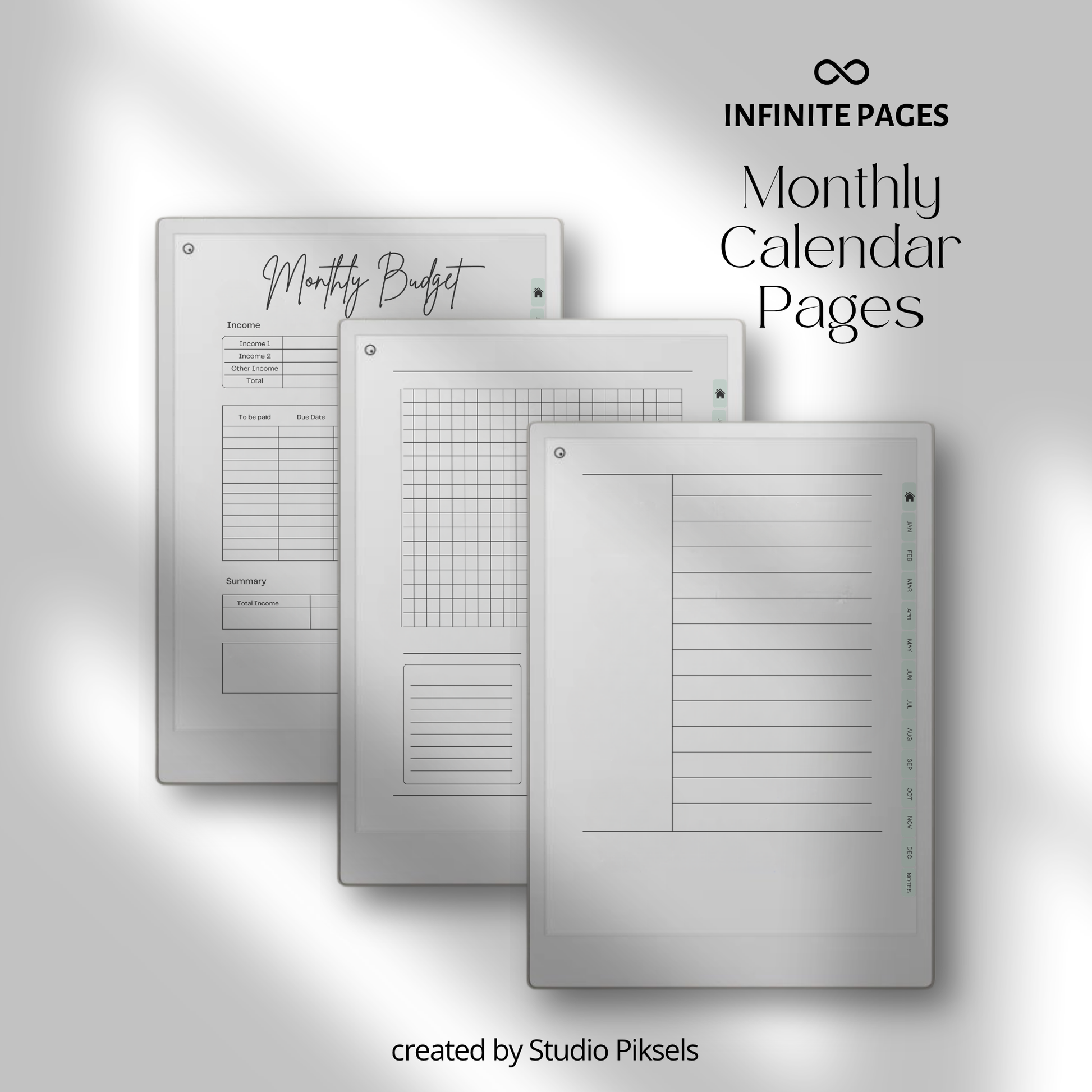 2026 + 2027 Ultimate Life Planner for reMarkable Paper Pro featuring hyperlinked yearly goals, monthly planning, budgeting, habit tracking, travel, and notes pages.