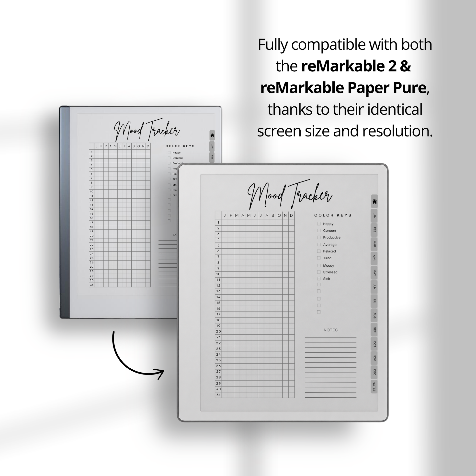 2026 + 2027 Ultimate Life Planner for reMarkable Paper Pure & reMarkable 2 featuring hyperlinked calendars, goal planning, budgeting, notes, and minimalist layouts.