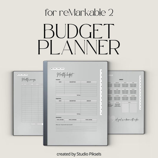 Plan yearly and monthly budgets using a hyperlinked budget planner on reMarkable 2.
