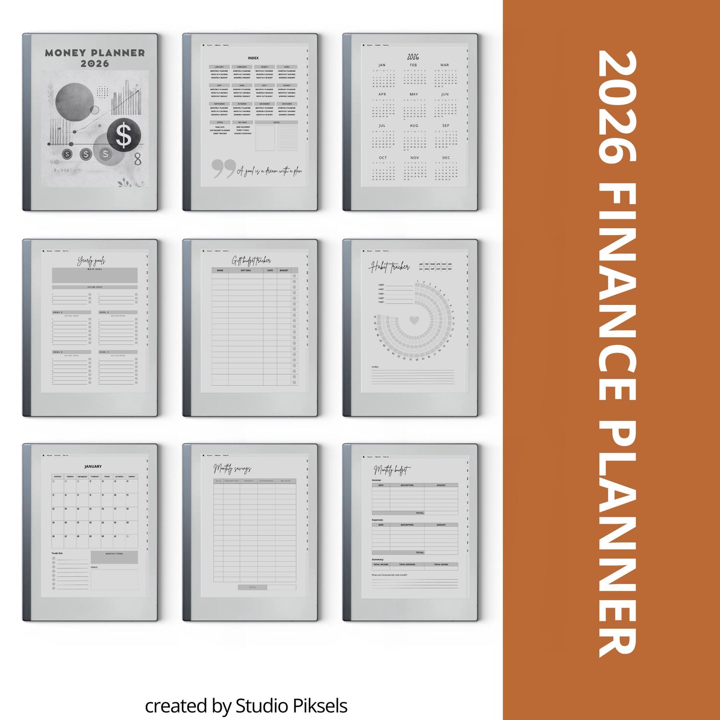 Plan yearly and monthly budgets using a hyperlinked budget planner on reMarkable 2.