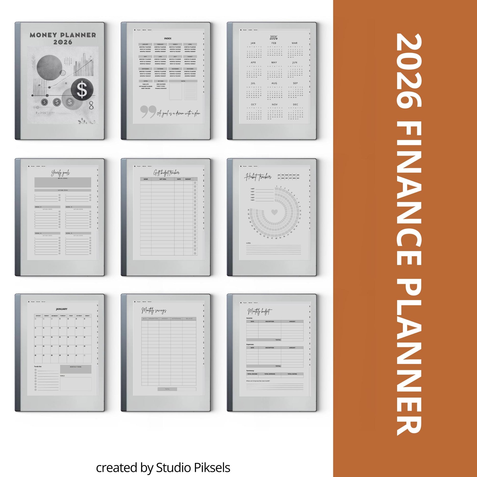 Plan yearly and monthly budgets using a hyperlinked budget planner on reMarkable 2.