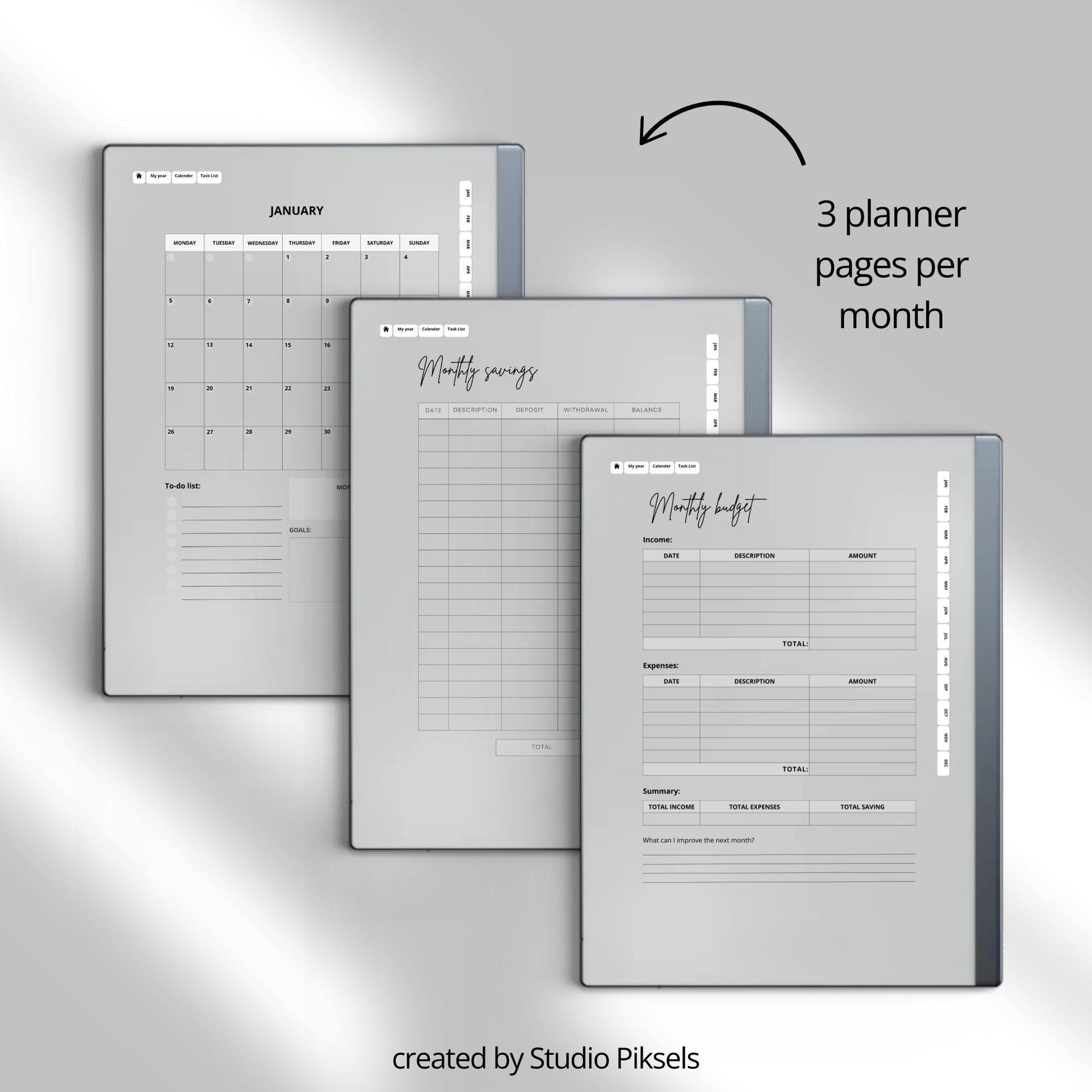 Plan yearly and monthly budgets using a hyperlinked budget planner on reMarkable 2.