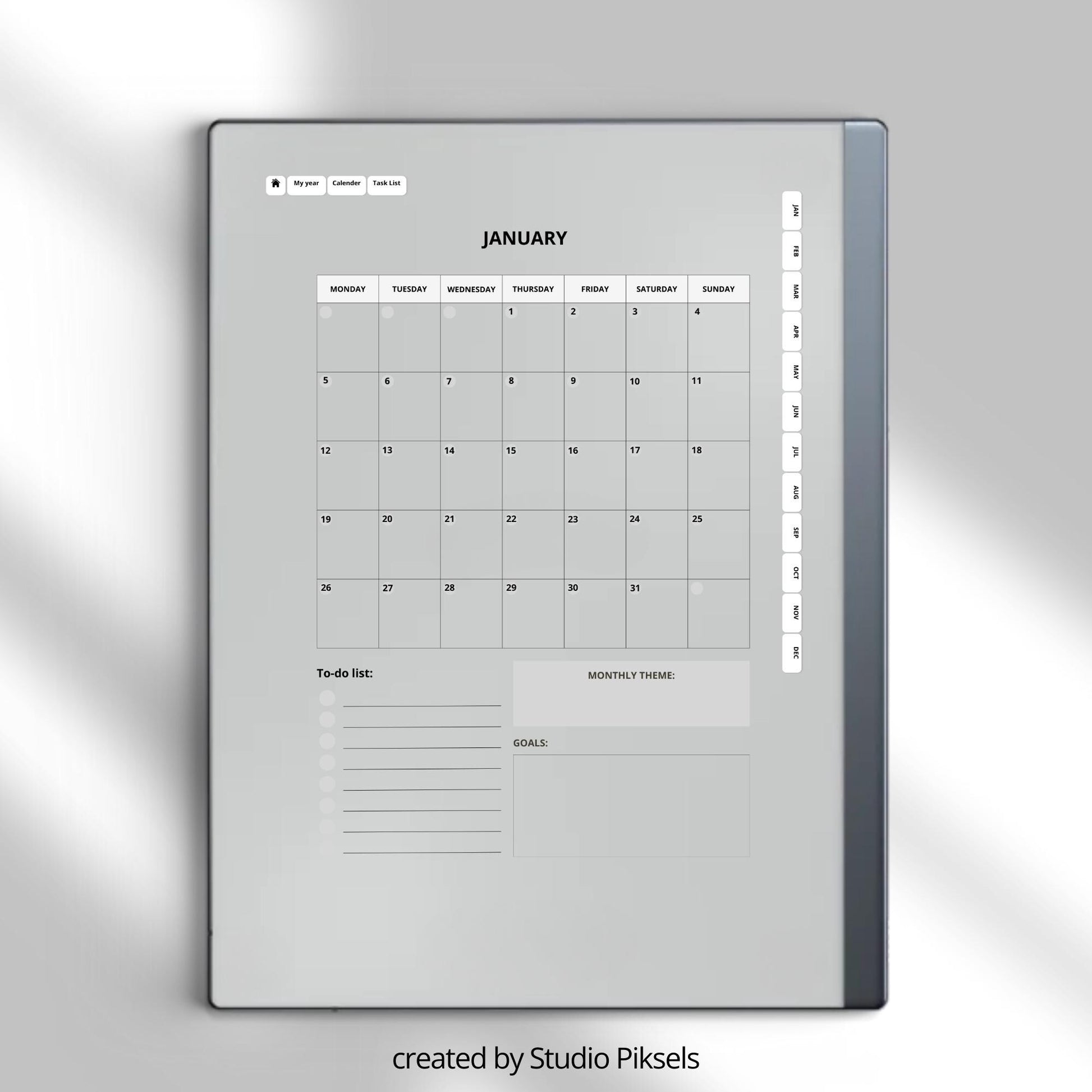 Plan yearly and monthly budgets using a hyperlinked budget planner on reMarkable 2.