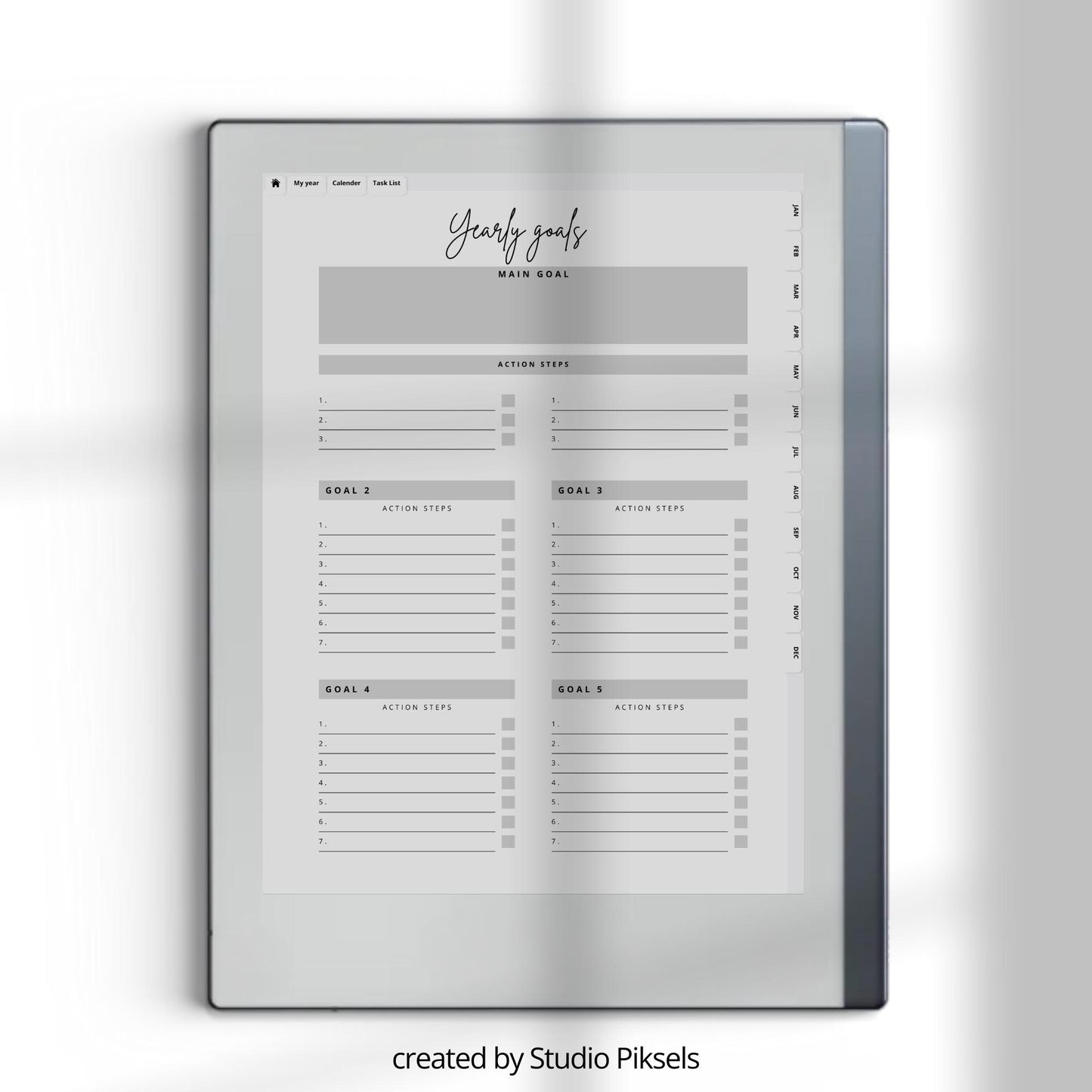 Plan yearly and monthly budgets using a hyperlinked budget planner on reMarkable 2.