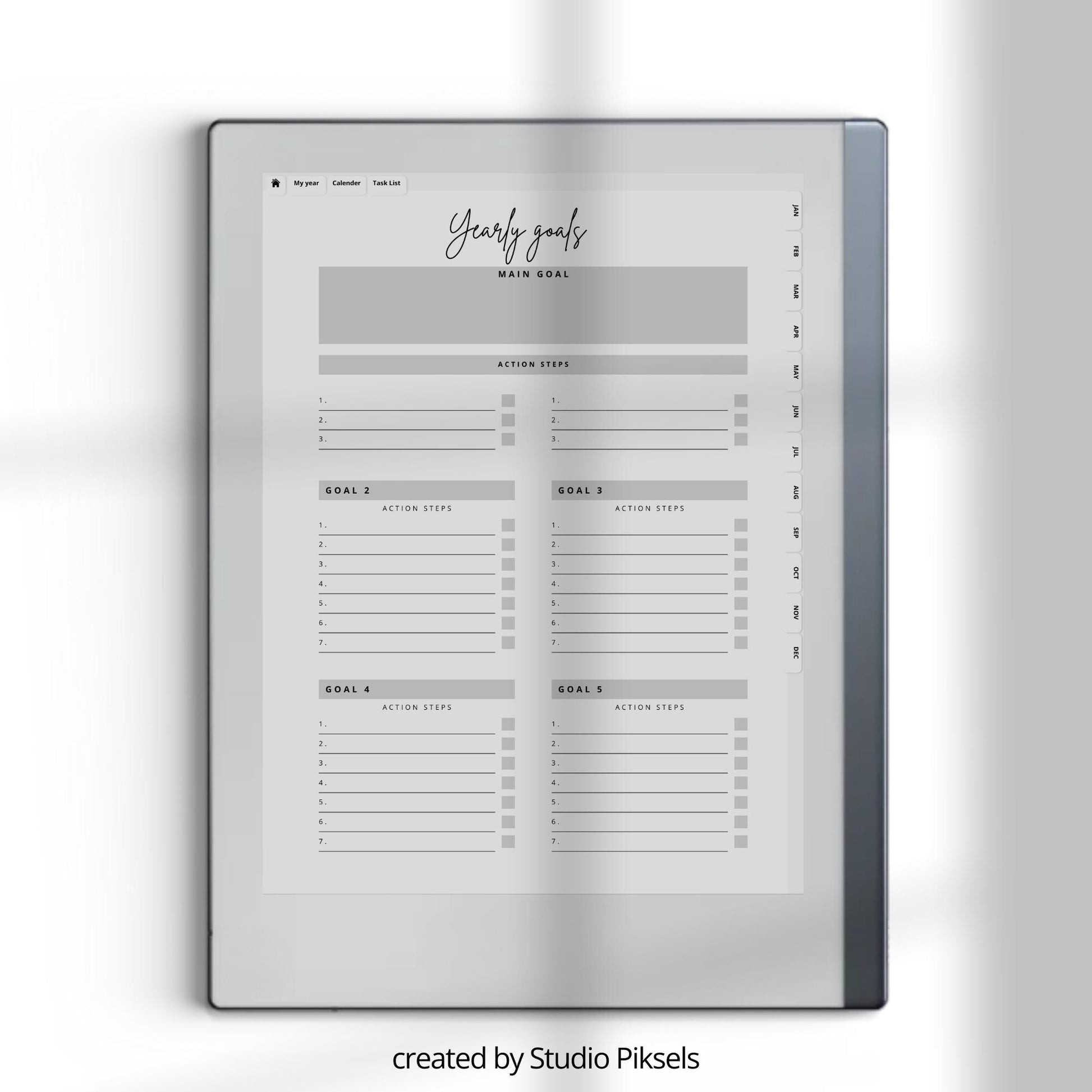 Plan yearly and monthly budgets using a hyperlinked budget planner on reMarkable 2.