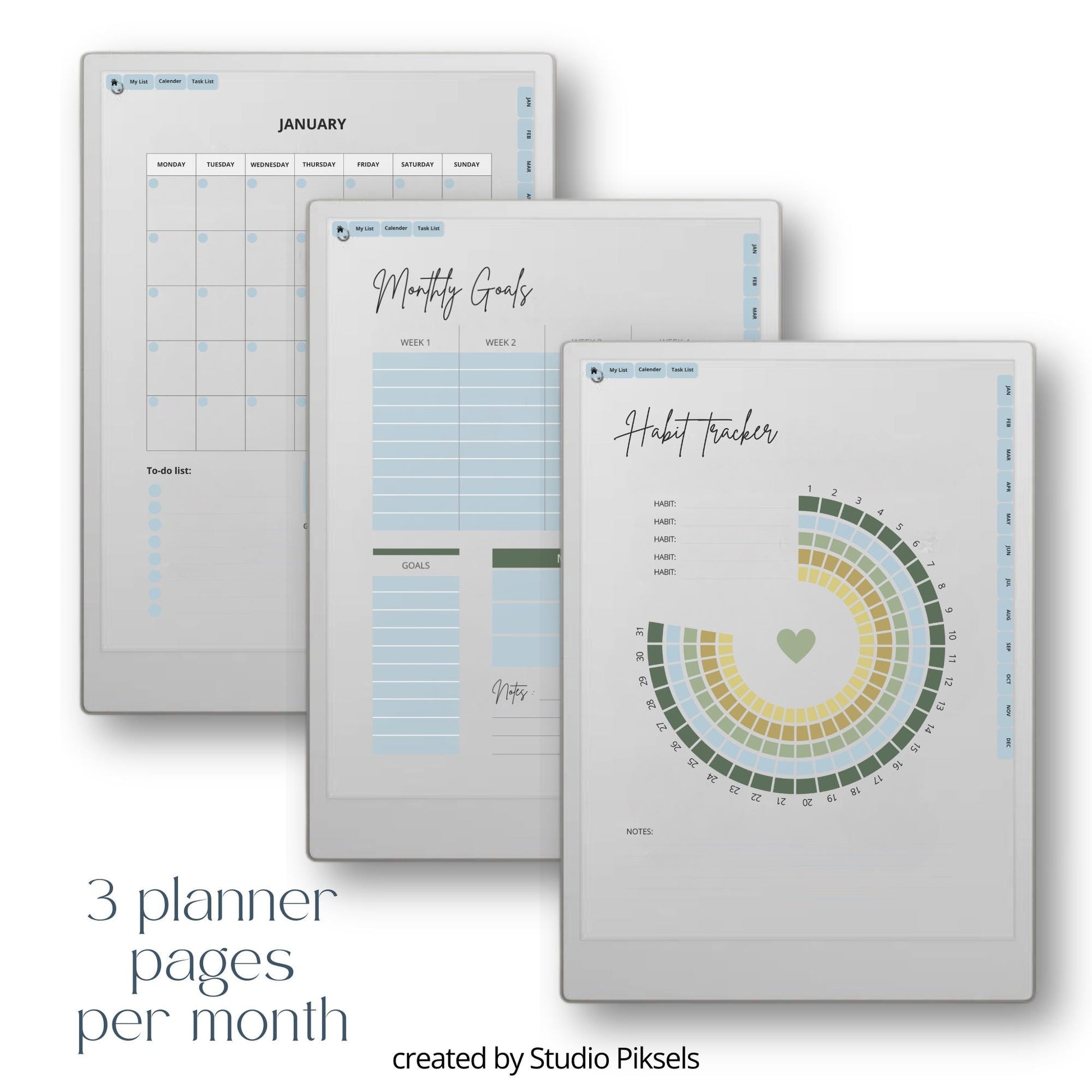 Set yearly goals and action steps using a hyperlinked goal planner on reMarkable Paper Pro.