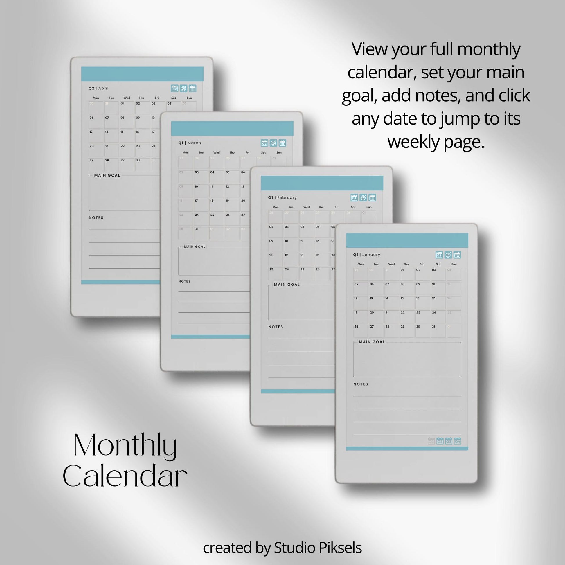 2026 hyperlinked planner for reMarkable Paper Pro Move with weekly and monthly planning pages.