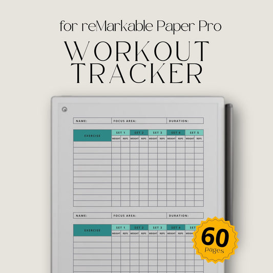 Workout tracker for reMarkable Paper Pro with 60 pages 