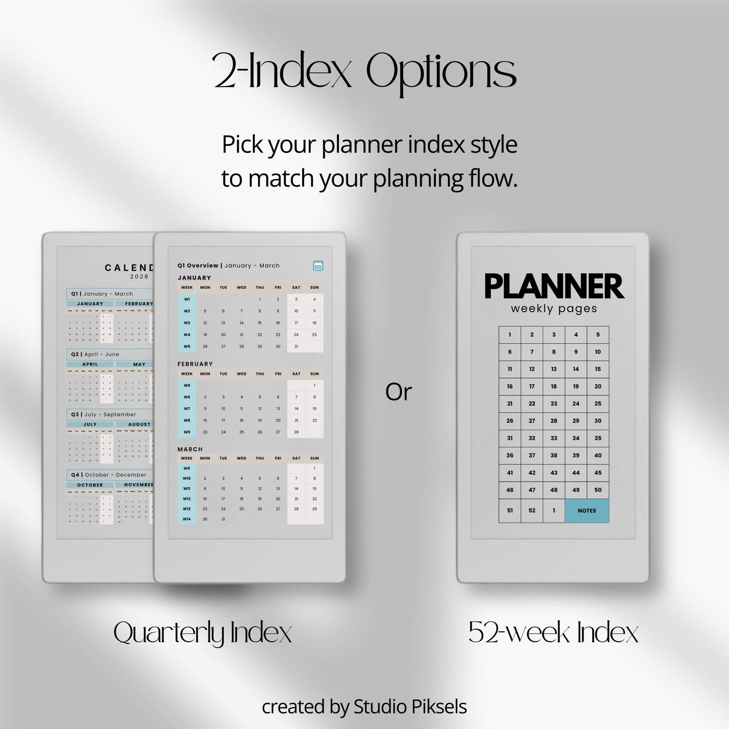 Hyperlinked weekly planner bundle for reMarkable Paper Pro Move with dated weekly layouts for 2026 and 2027.