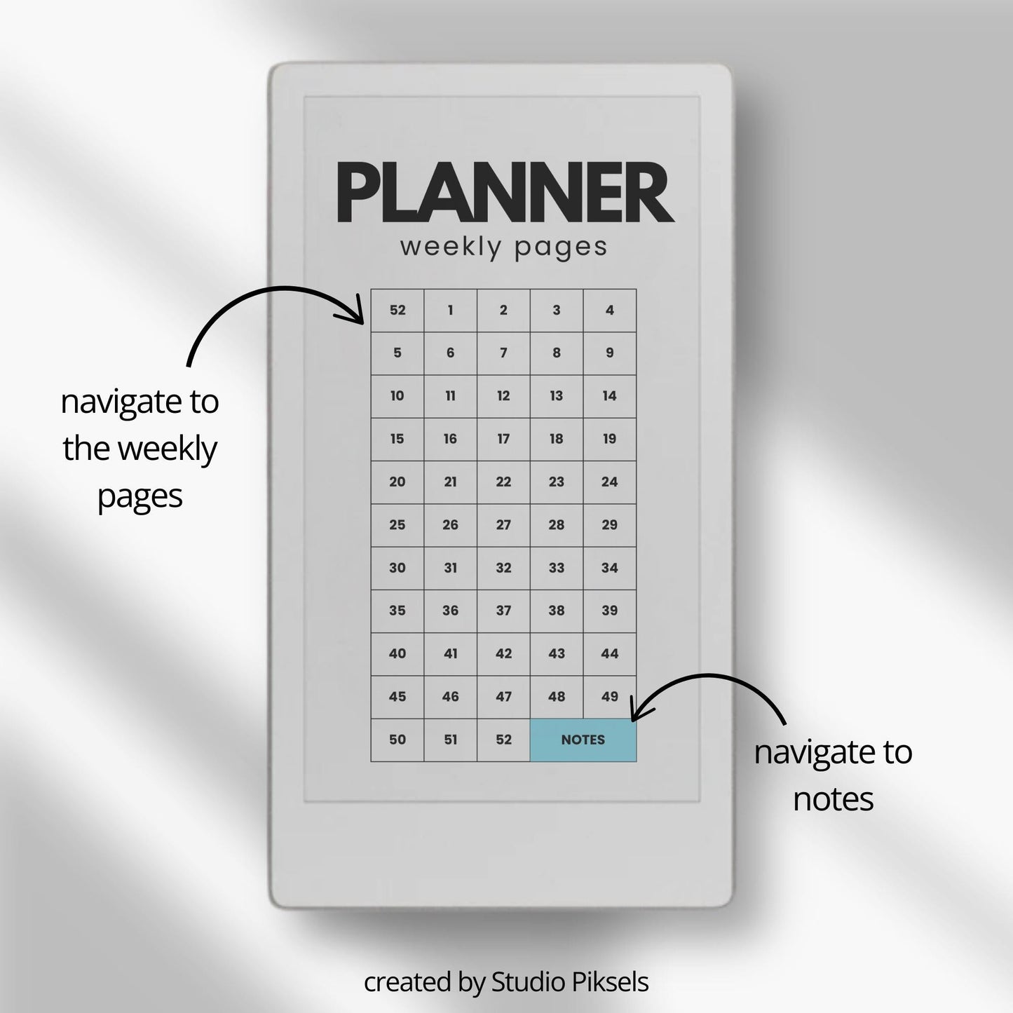 2026 and 2027 weekly planners for reMarkable Paper Pro Move with hyperlinked Sunday start layouts.