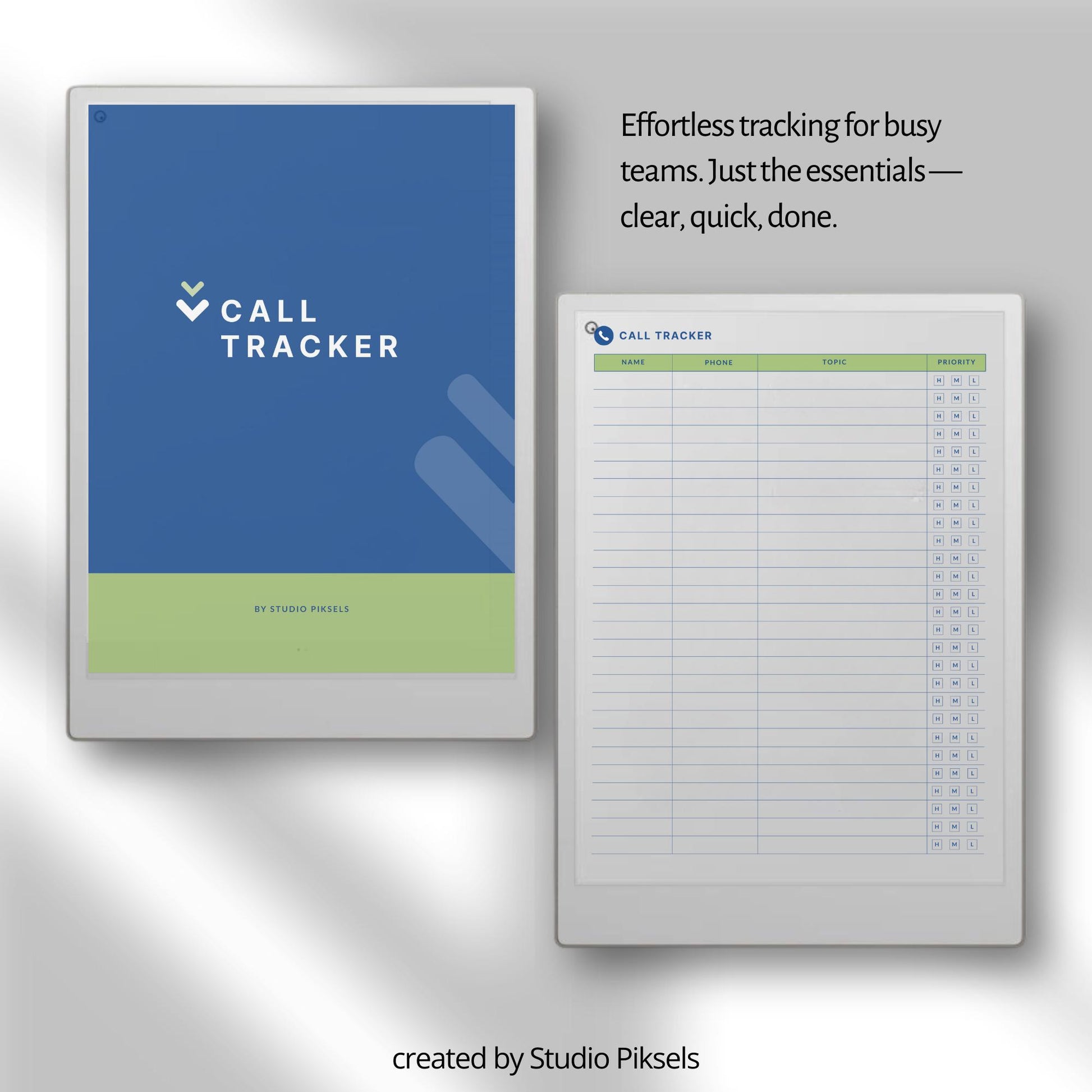 Simple client call tracker for reMarkable Paper Pro.