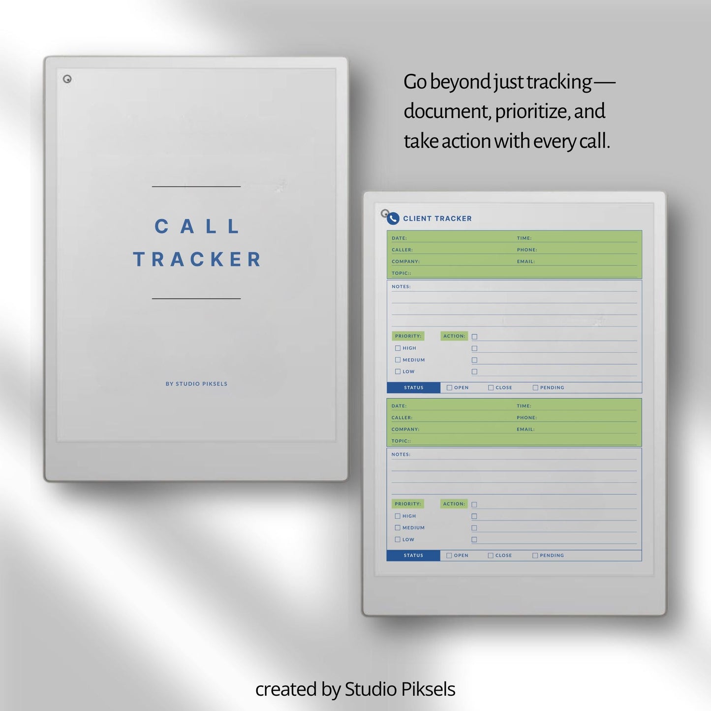 Simple client call tracker for reMarkable Paper Pro.