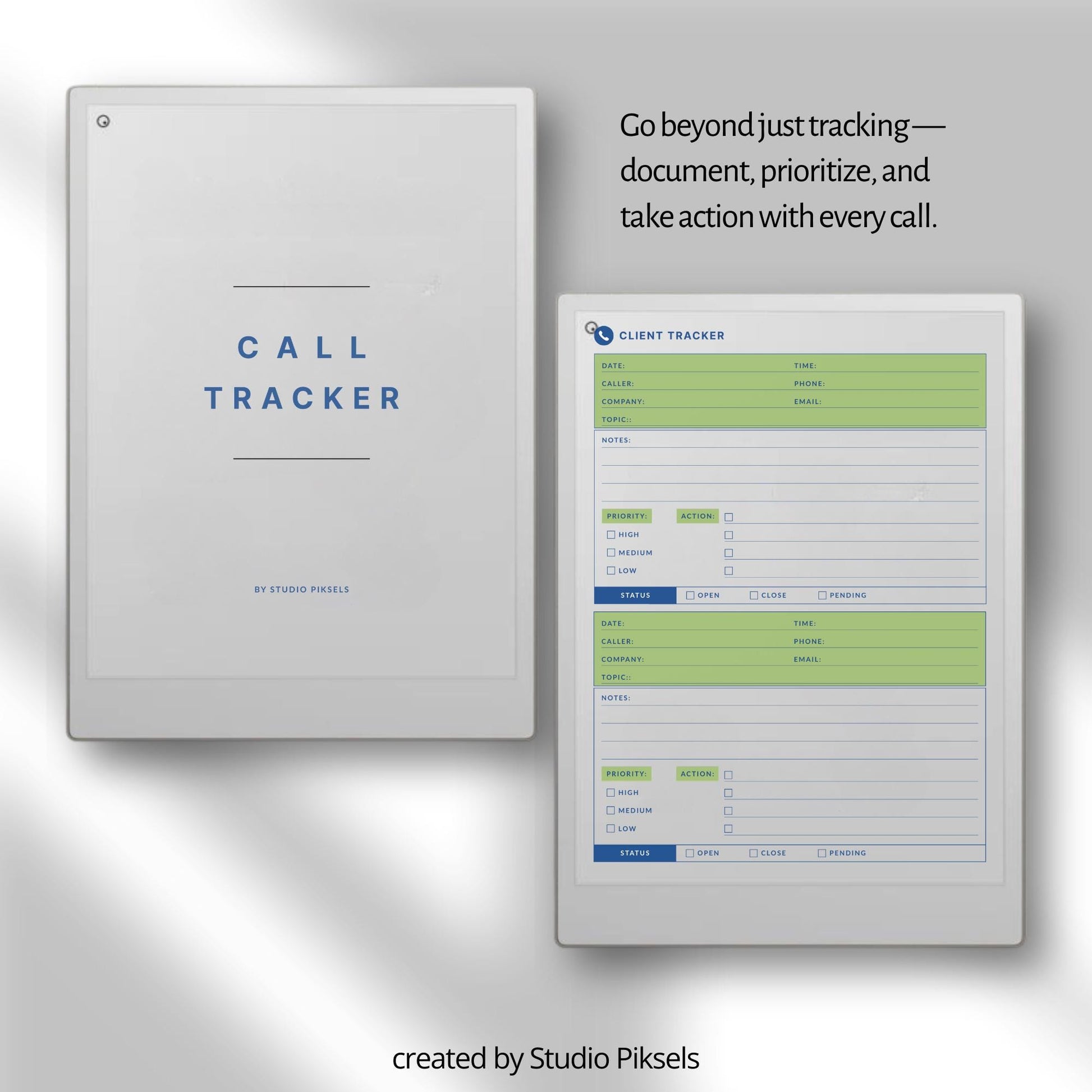 Simple client call tracker for reMarkable Paper Pro.