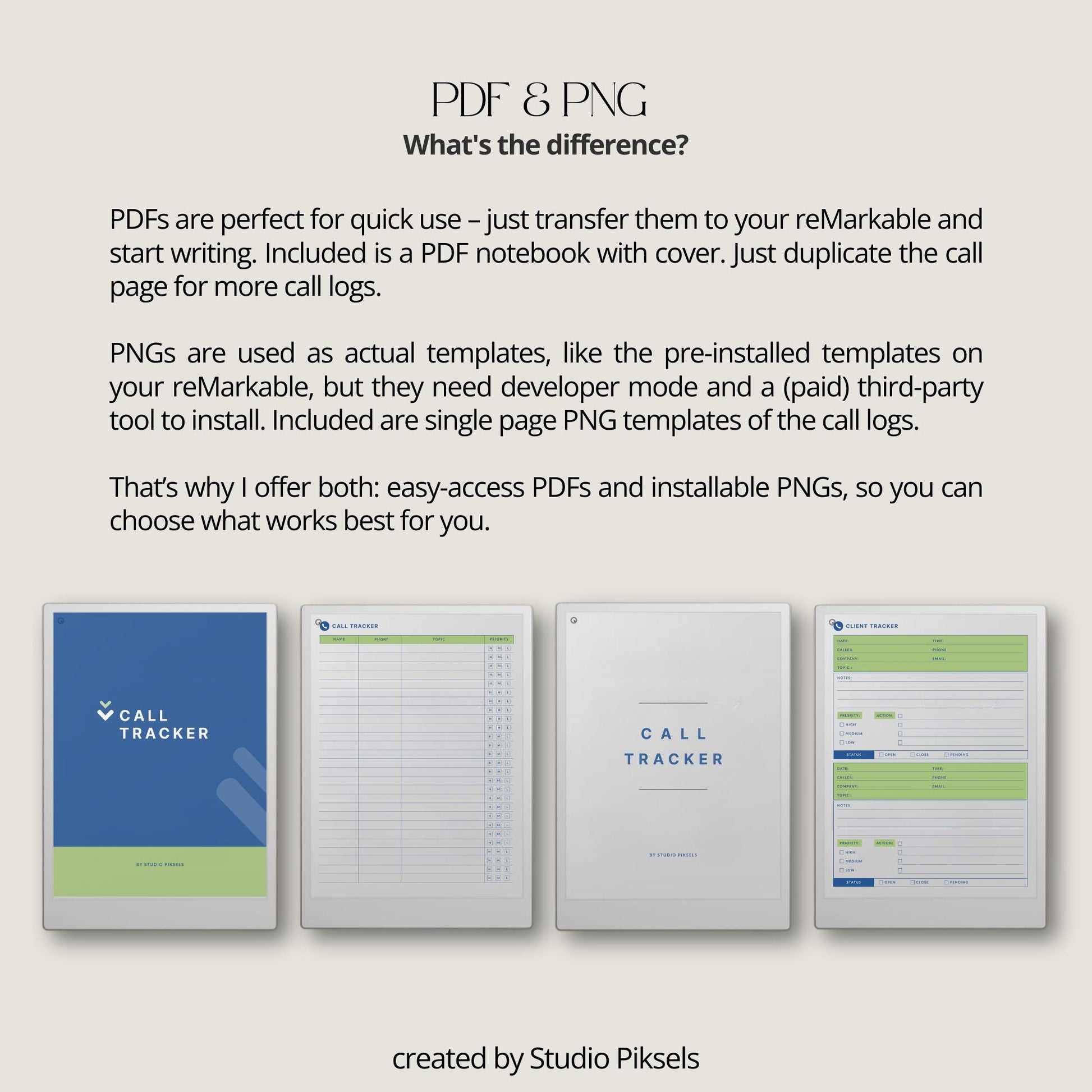 Simple client call tracker for reMarkable Paper Pro.