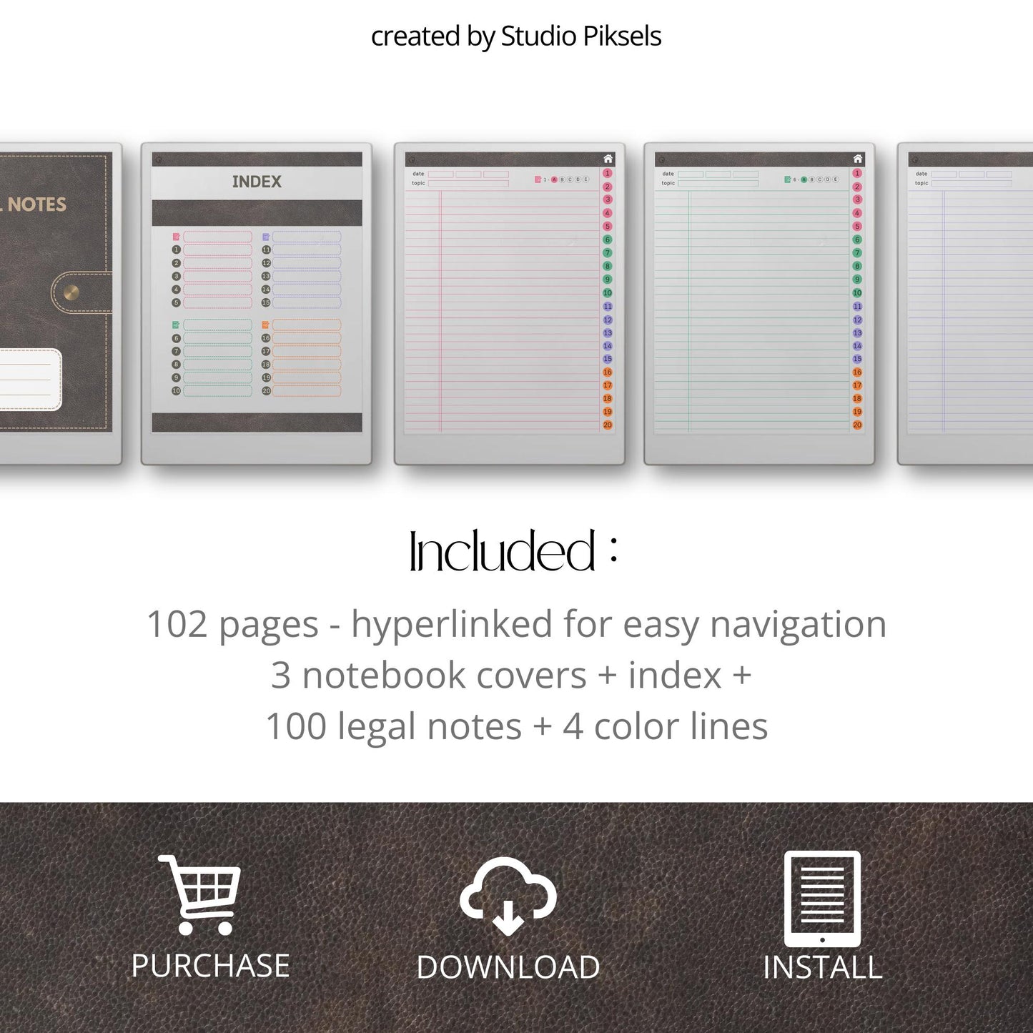 306 page hyperlinked legal notebook bundle for reMarkable Paper Pro.