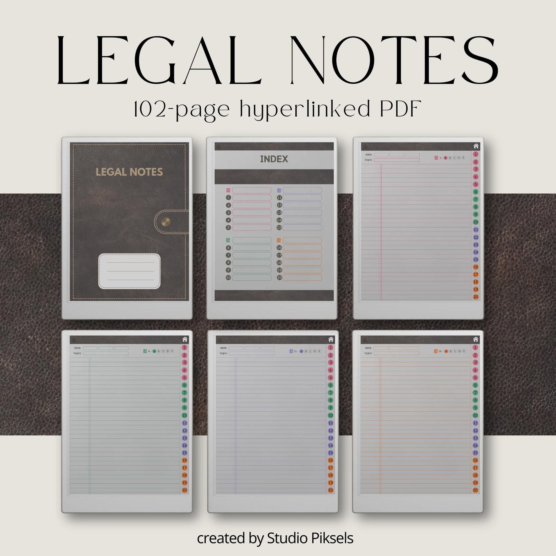 306 page hyperlinked legal notebook bundle for reMarkable Paper Pro.