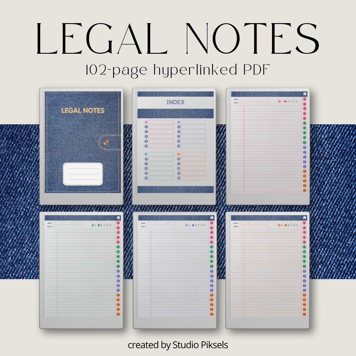 306 page hyperlinked legal notebook bundle for reMarkable Paper Pro.