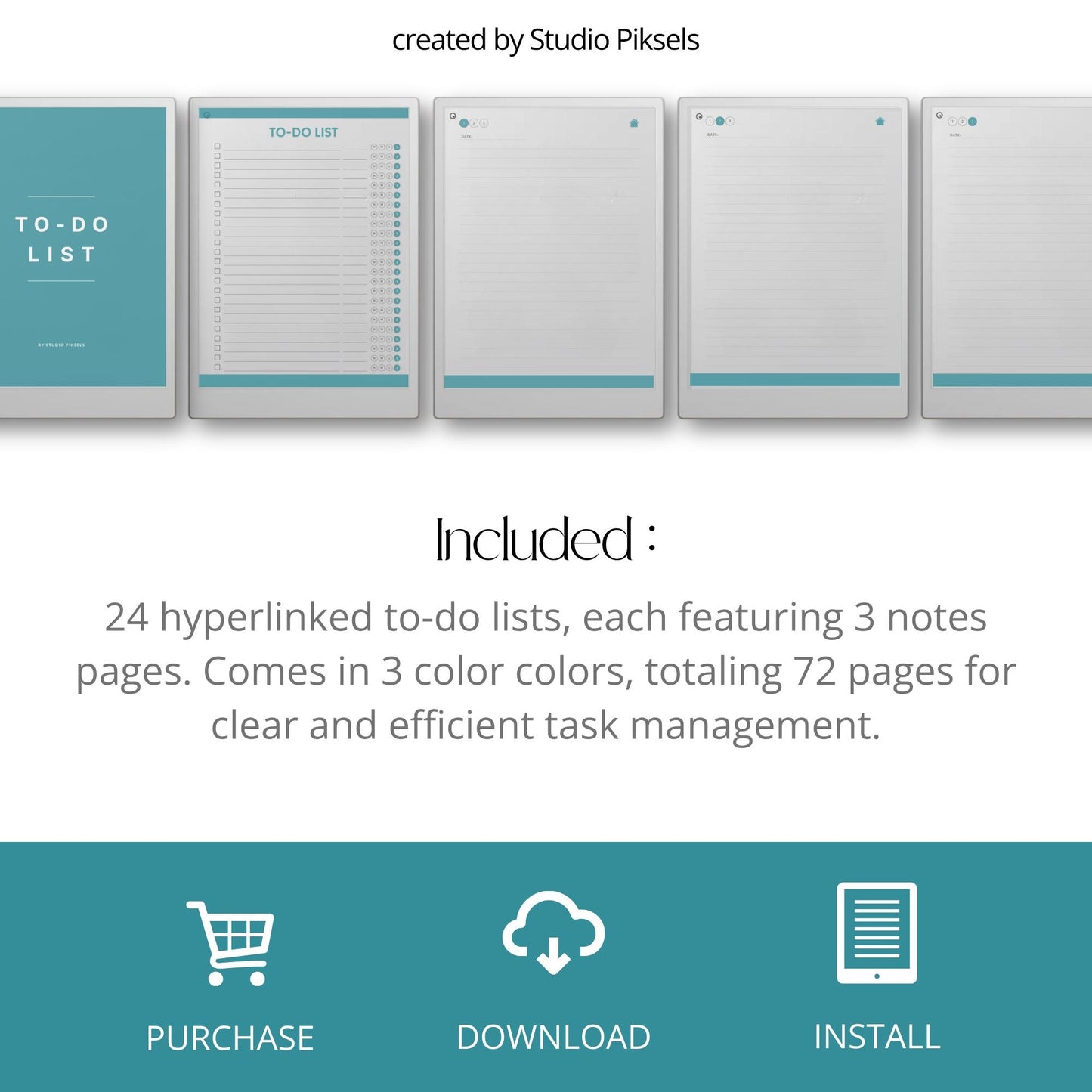 To do list notebook for reMarkable Paper Pro with hyperlinked tasks and linked notes pages.