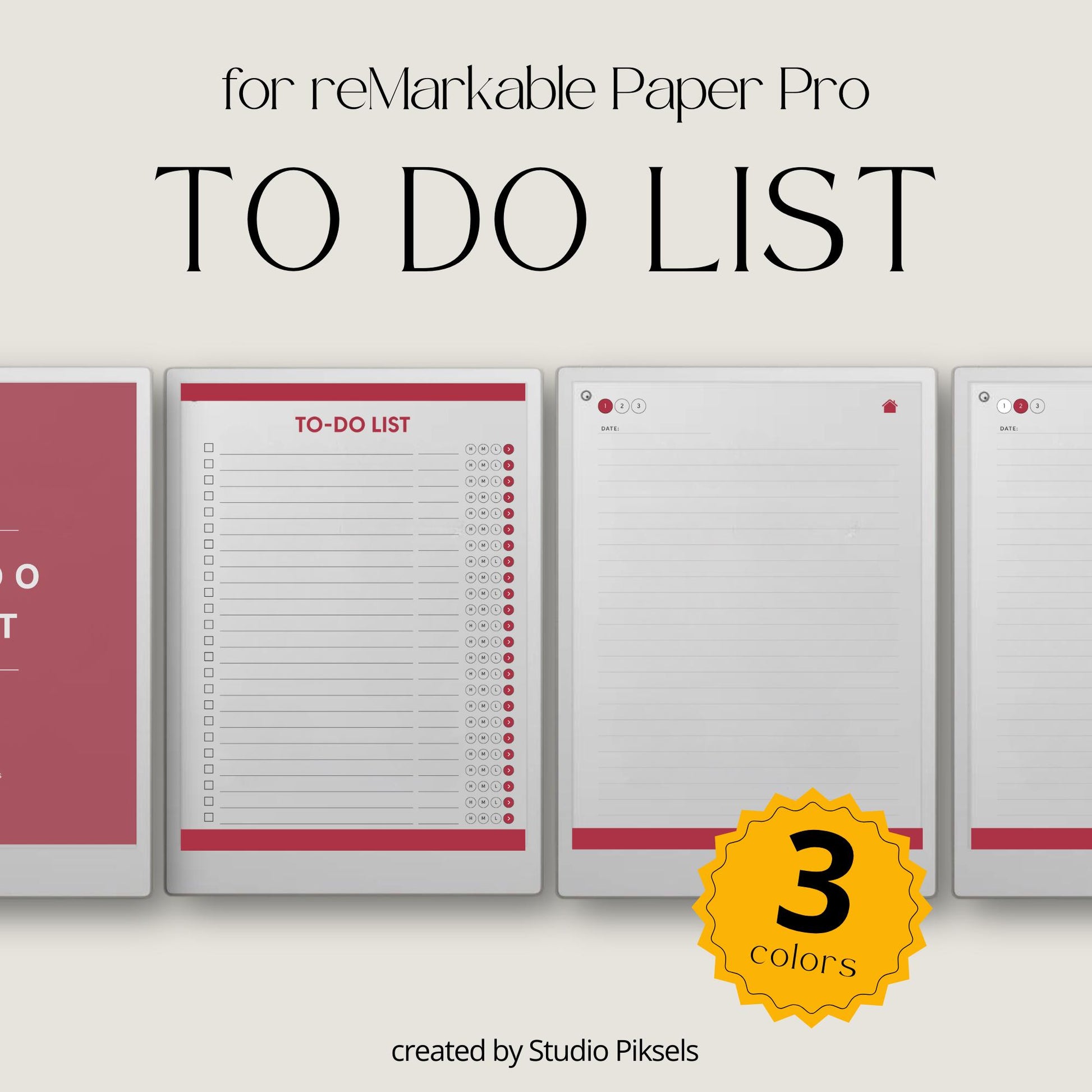 To do list notebook for reMarkable Paper Pro with hyperlinked tasks and linked notes pages.