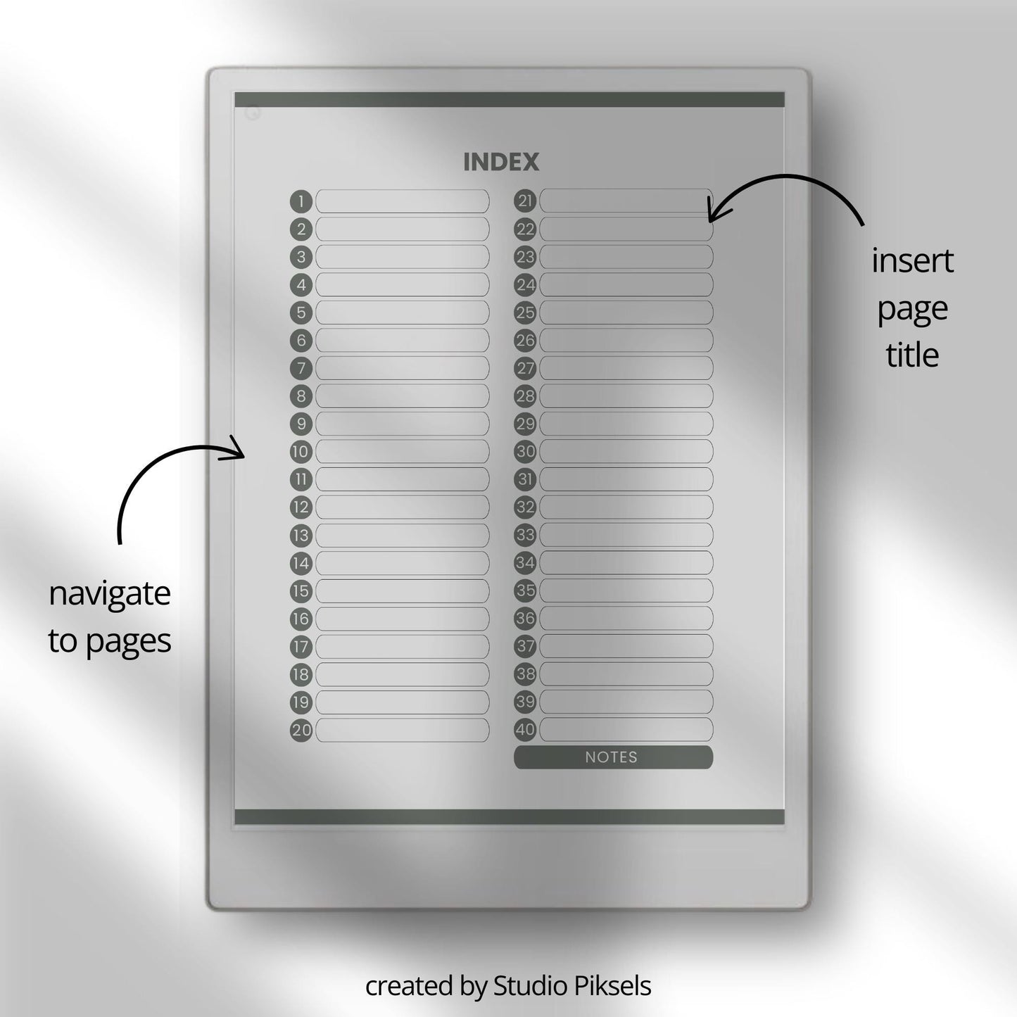 Hyperlinked digital study Cornell notebooks for reMarkable Paper Pro.