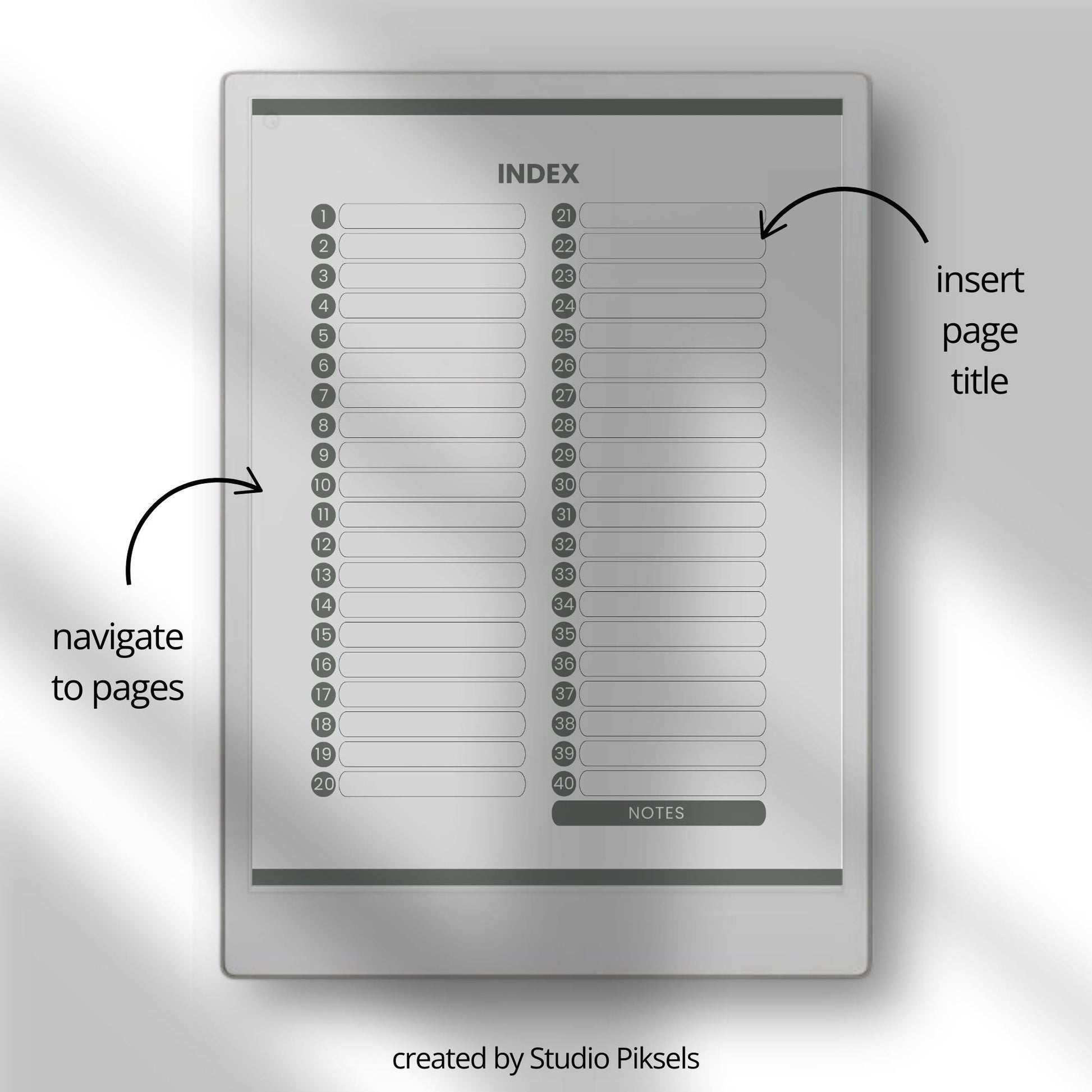 Hyperlinked digital study Cornell notebooks for reMarkable Paper Pro.