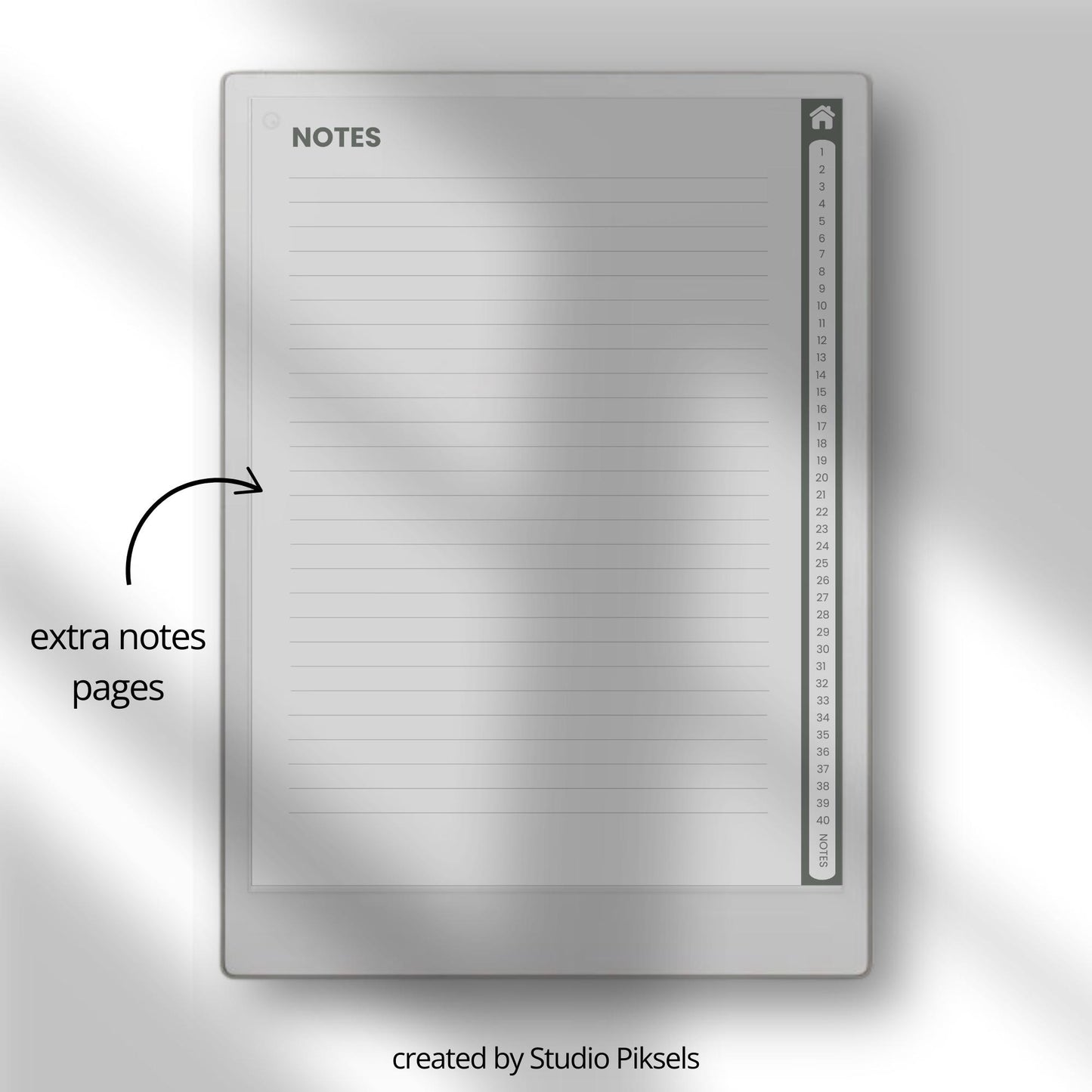 Hyperlinked digital study Cornell notebooks for reMarkable Paper Pro.