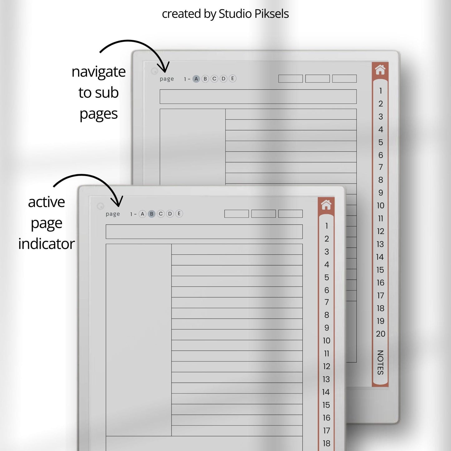 Cornell notebooks for reMarkable Paper Pro with hyperlinked index, 100 Cornell note pages, and three distinct cover designs.