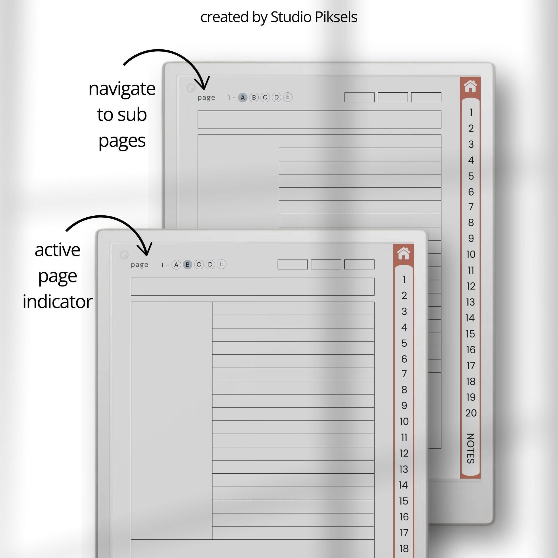 Cornell notebooks for reMarkable Paper Pro with hyperlinked index, 100 Cornell note pages, and three distinct cover designs.