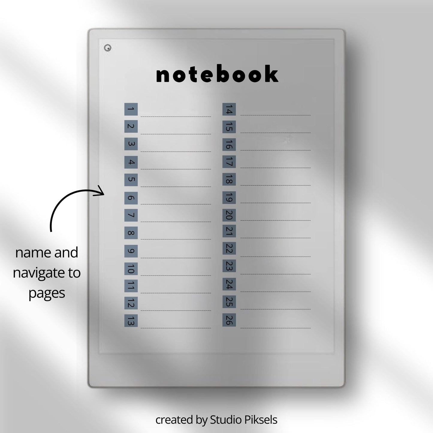 Hyperlinked notebook bundle for reMarkable Paper Pro with three unique cover designs and 28 linked pages for digital note taking and brainstorming.