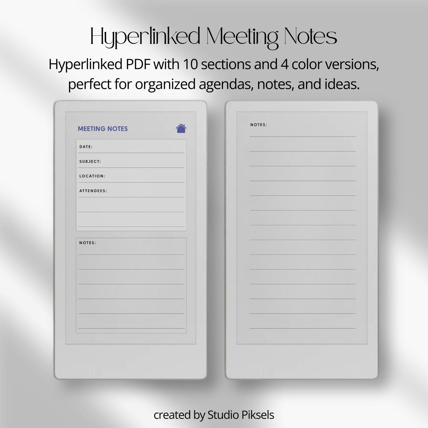 Hyperlinked Meeting Minutes Notebook for reMarkable Paper Pro Move